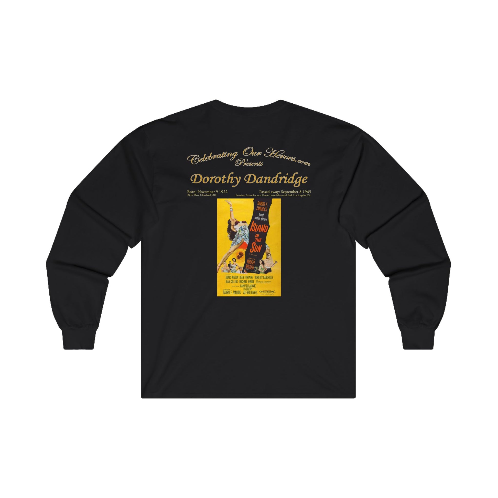 Dorothy Dandridge - Island In The Sun (1957) - Front and Back Printed Concert Style Long Sleeve T-Shirt
