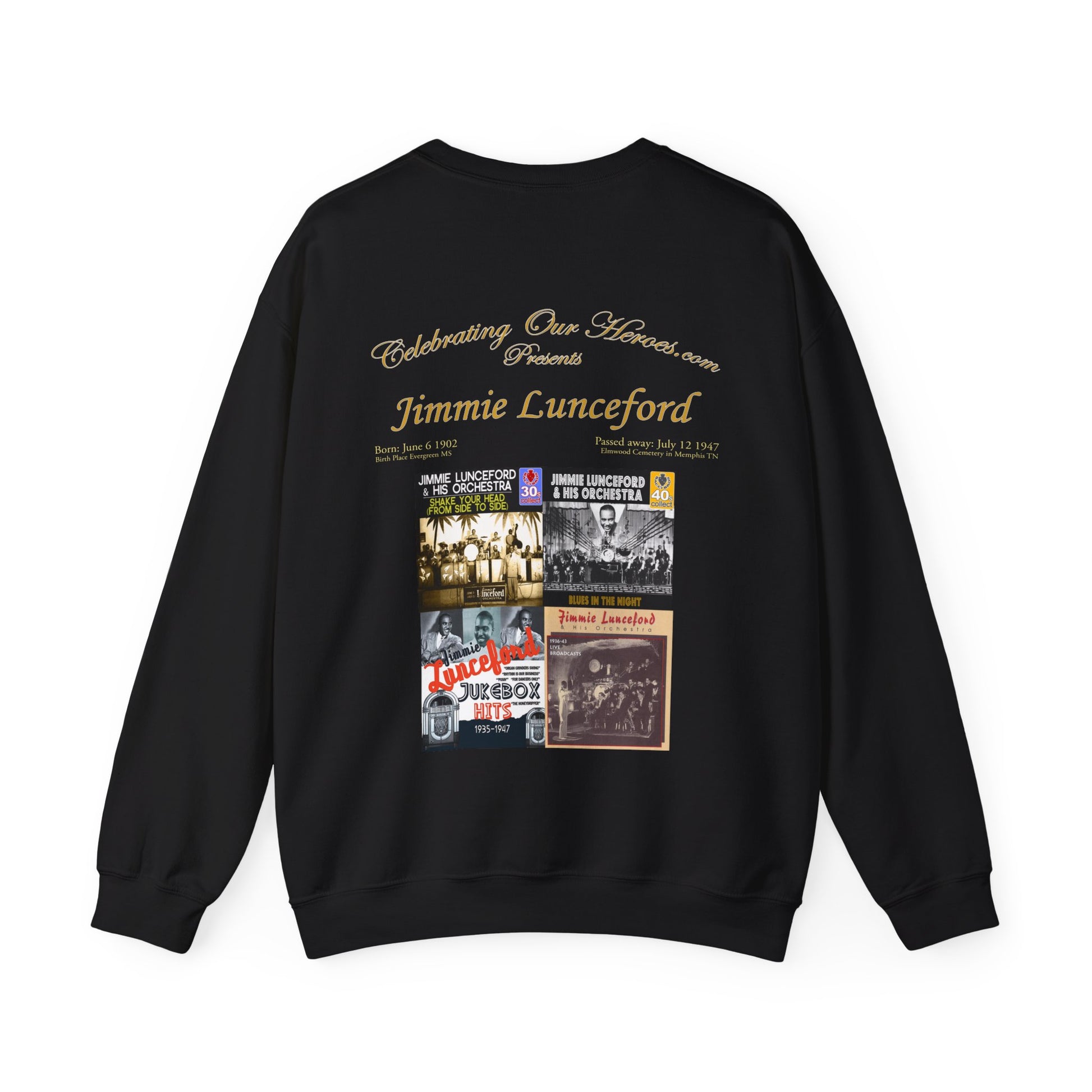 Jimmie Lunceford - Four Records -  Front and Back Printed Concert Style Sweatshirt
