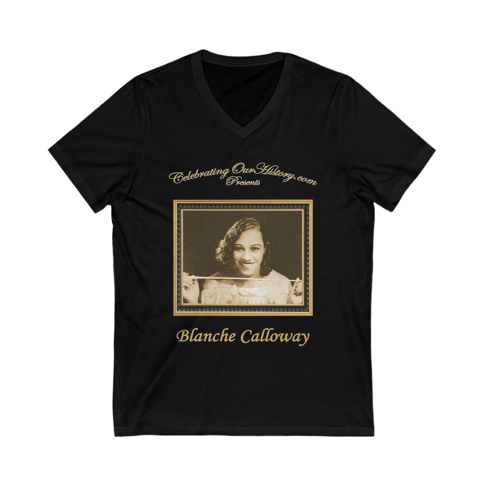 Blanche Calloway - Apollo - Front and Back Printed Concert Style V-Neck T-Shirt