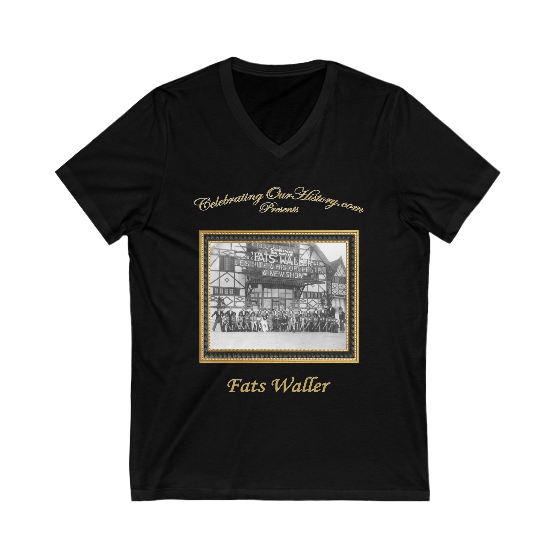 Fats Waller - Riverview Ballroom - Front and Back Printed Concert Style V-Neck T-Shirt
