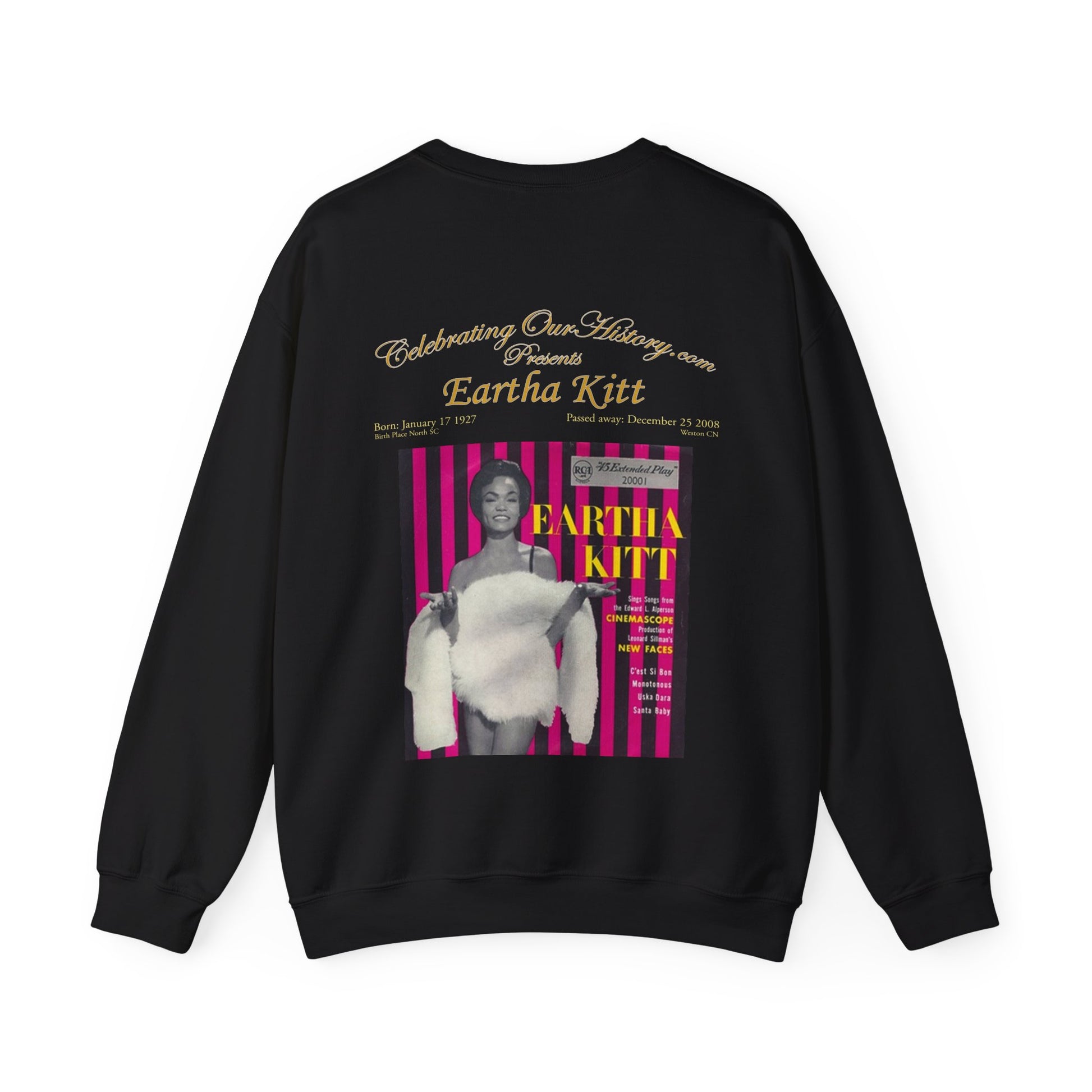 Eartha Kitt - Eartha Kitt Album -  Front and Back Printed Concert Style Sweatshirt