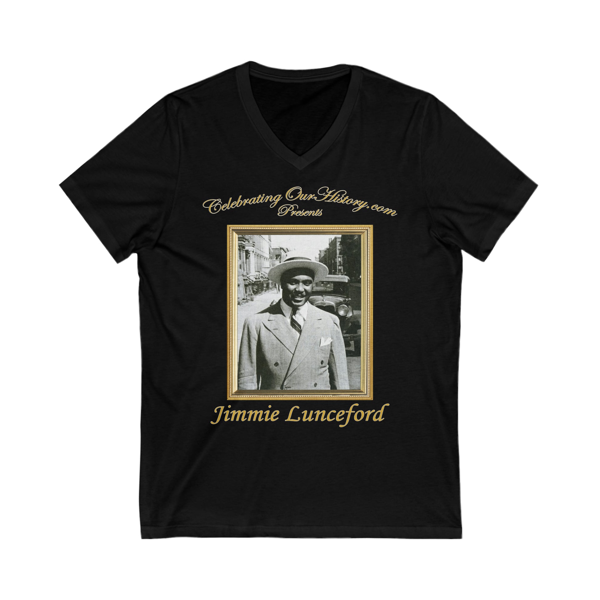 Jimmie Lunceford - Ten Records - Front and Back Printed Concert Style V-Neck T-Shirt
