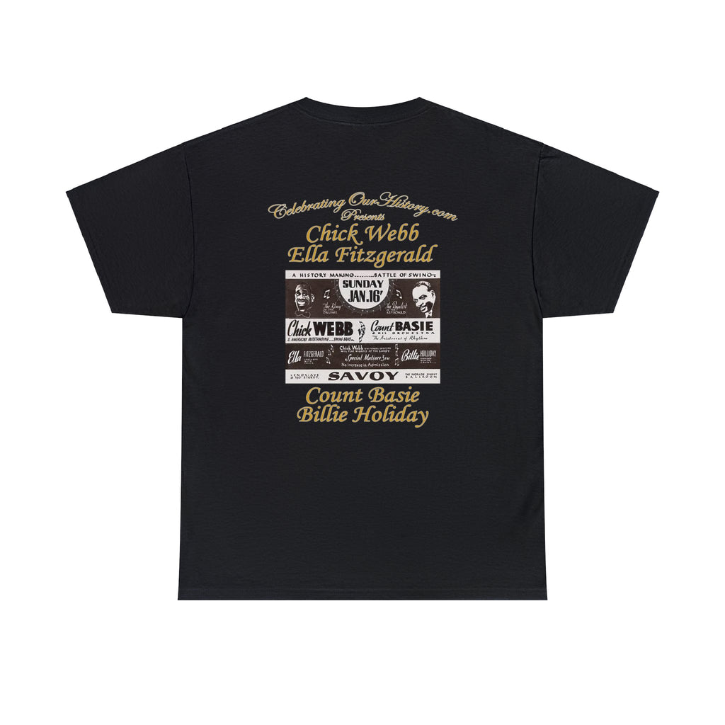 Chick Webb & Ella Fitzgerald vs Count Basie & Billie Holiday - Battle of Swing -  Front and Back Printed Concert Style T-Shirt