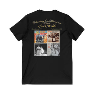 Chick Webb - Four Records - Front and Back Printed Concert Style V-Neck T-Shirt