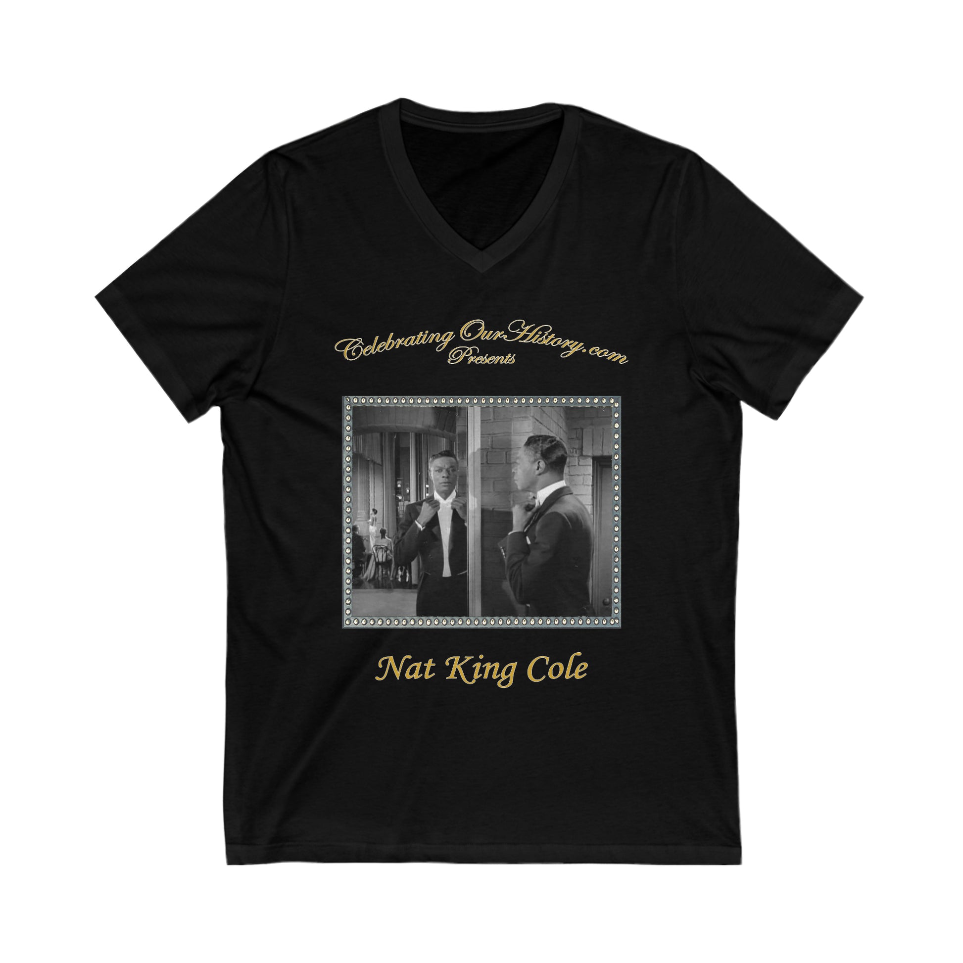 Nat King Cole - St. Louis Blues (1958) v2 - Front and Back Printed Concert Style V-Neck T-Shirt