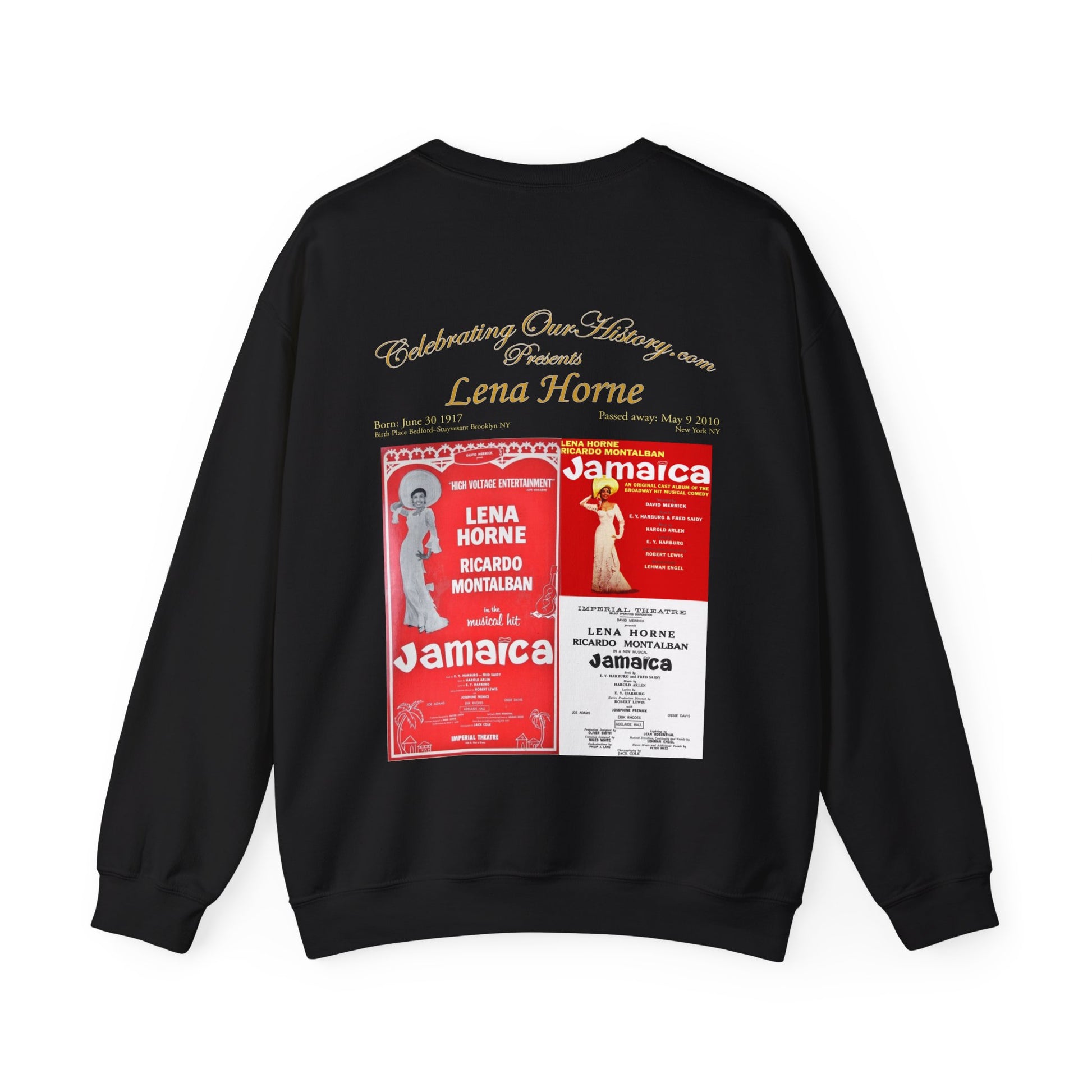 Lena Horne - Jamaica -  Front and Back Printed Concert Style Sweatshirt