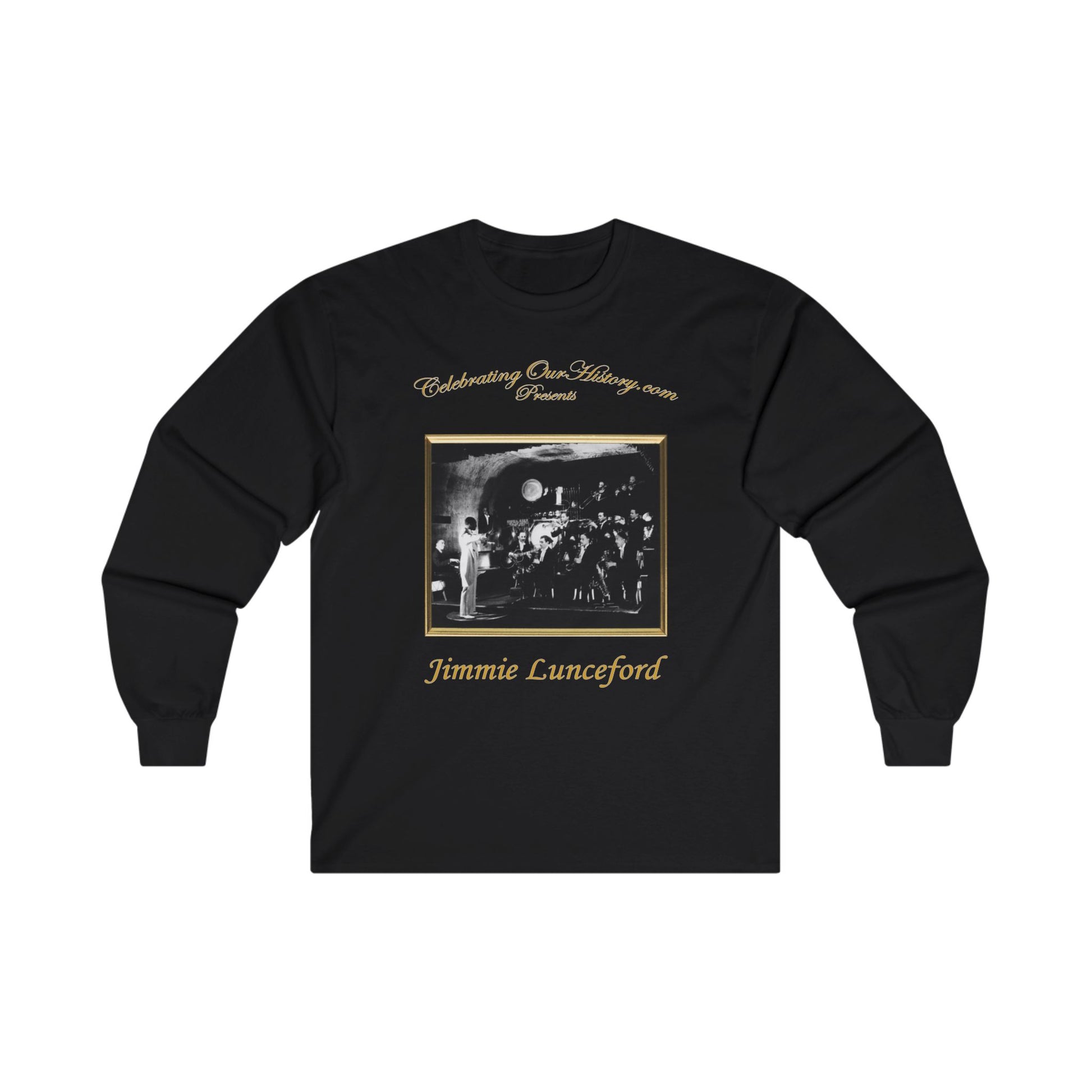 Jimmie Lunceford - Four Records - Front and Back Printed Concert Style Long Sleeve T-Shirt