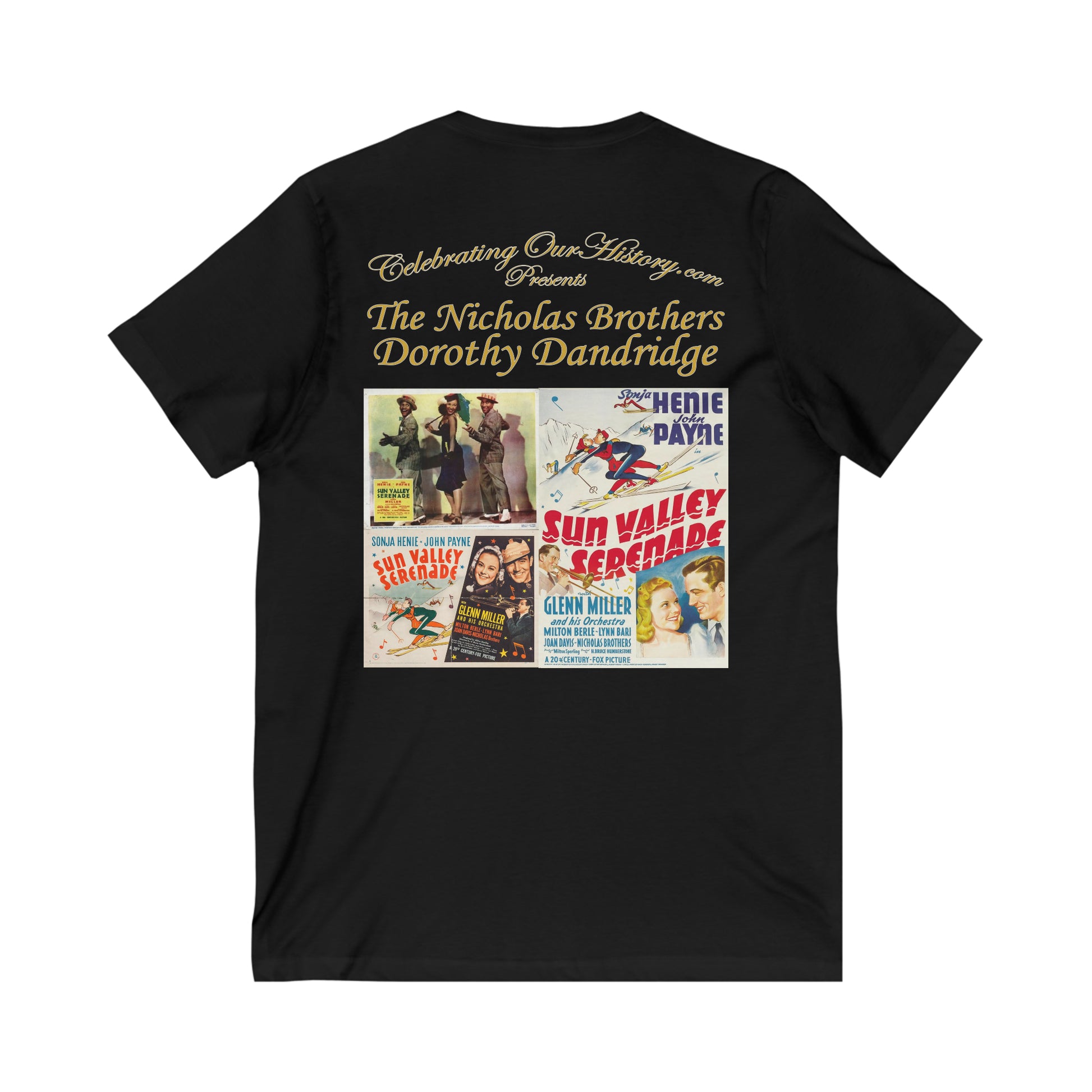 The Nicholas Brothers and Dorothy Dandridge - Sun Valley Serenade (1941) v2 - Front and Back Printed Concert Style V-Neck T-Shirt