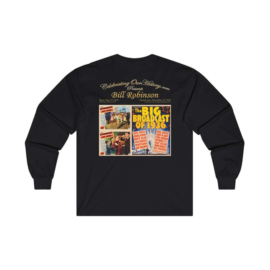 Bill Robinson - The Big Broadcast of 1936 - Front and Back Printed Concert Style Long Sleeve T-Shirt