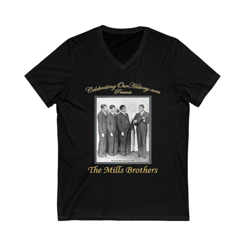 The Mills Brothers - Six Albums - Front and Back Printed Concert Style V-Neck T-Shirt