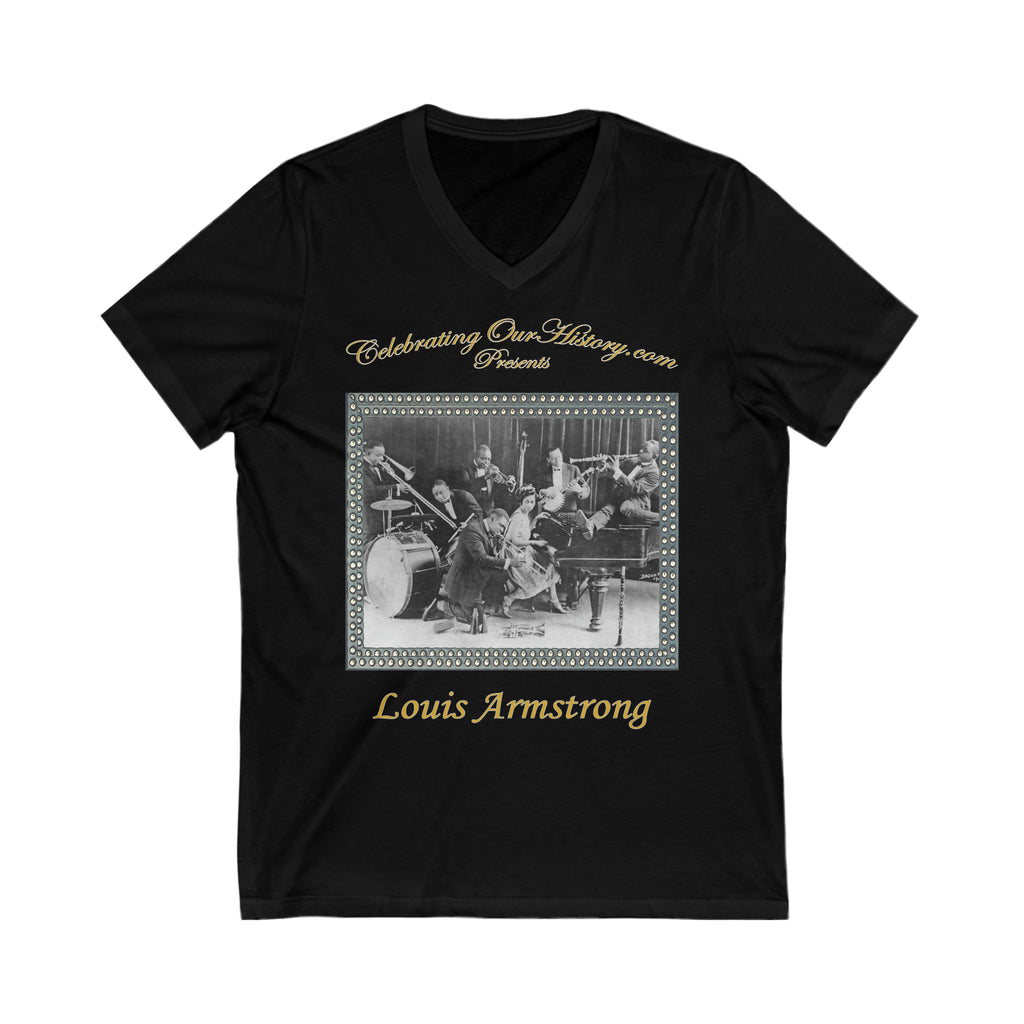Louis Armstrong - First Four Albums - Front and Back Printed Concert Style V-Neck T-Shirt