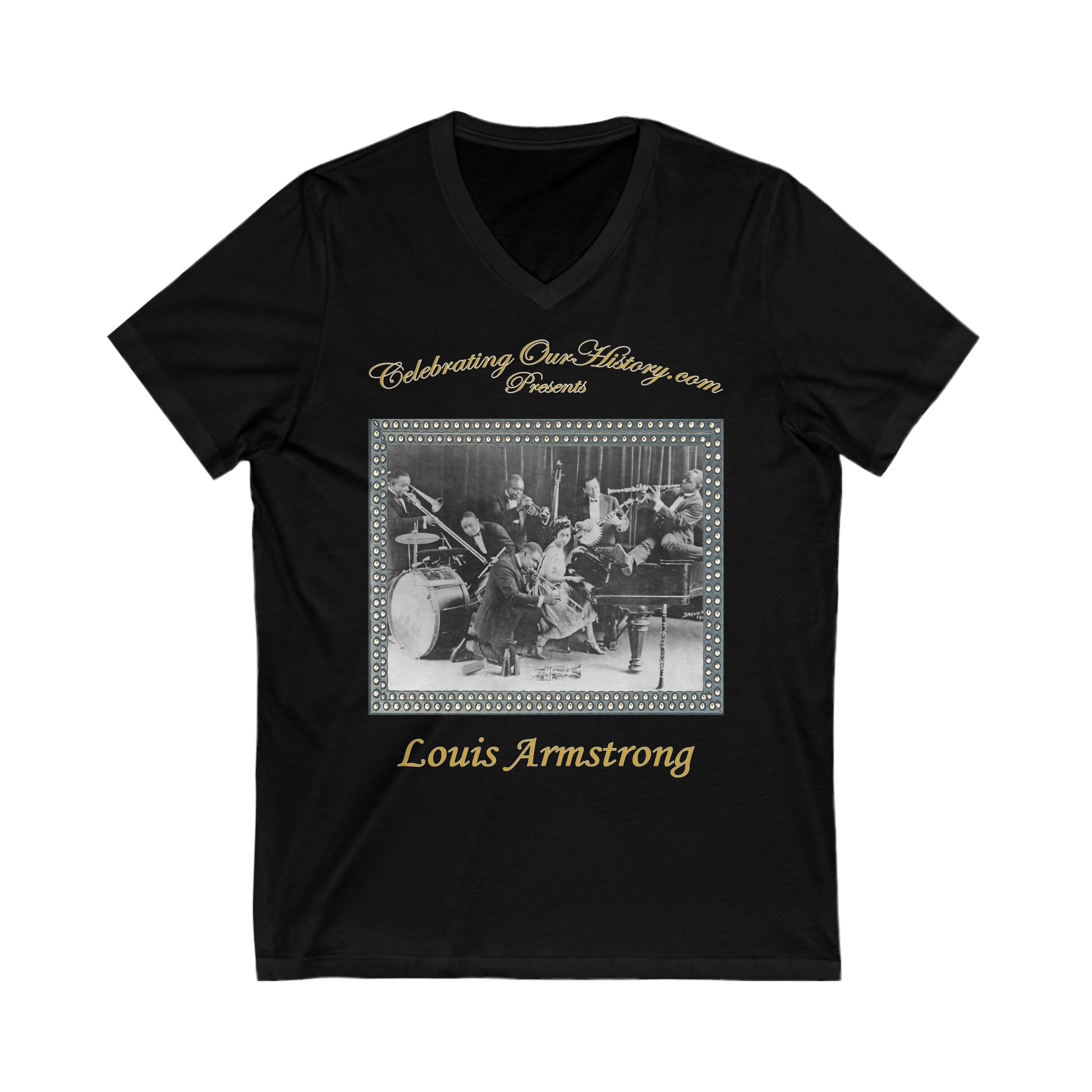 Louis Armstrong - First Four Albums - Front and Back Printed Concert Style V-Neck T-Shirt