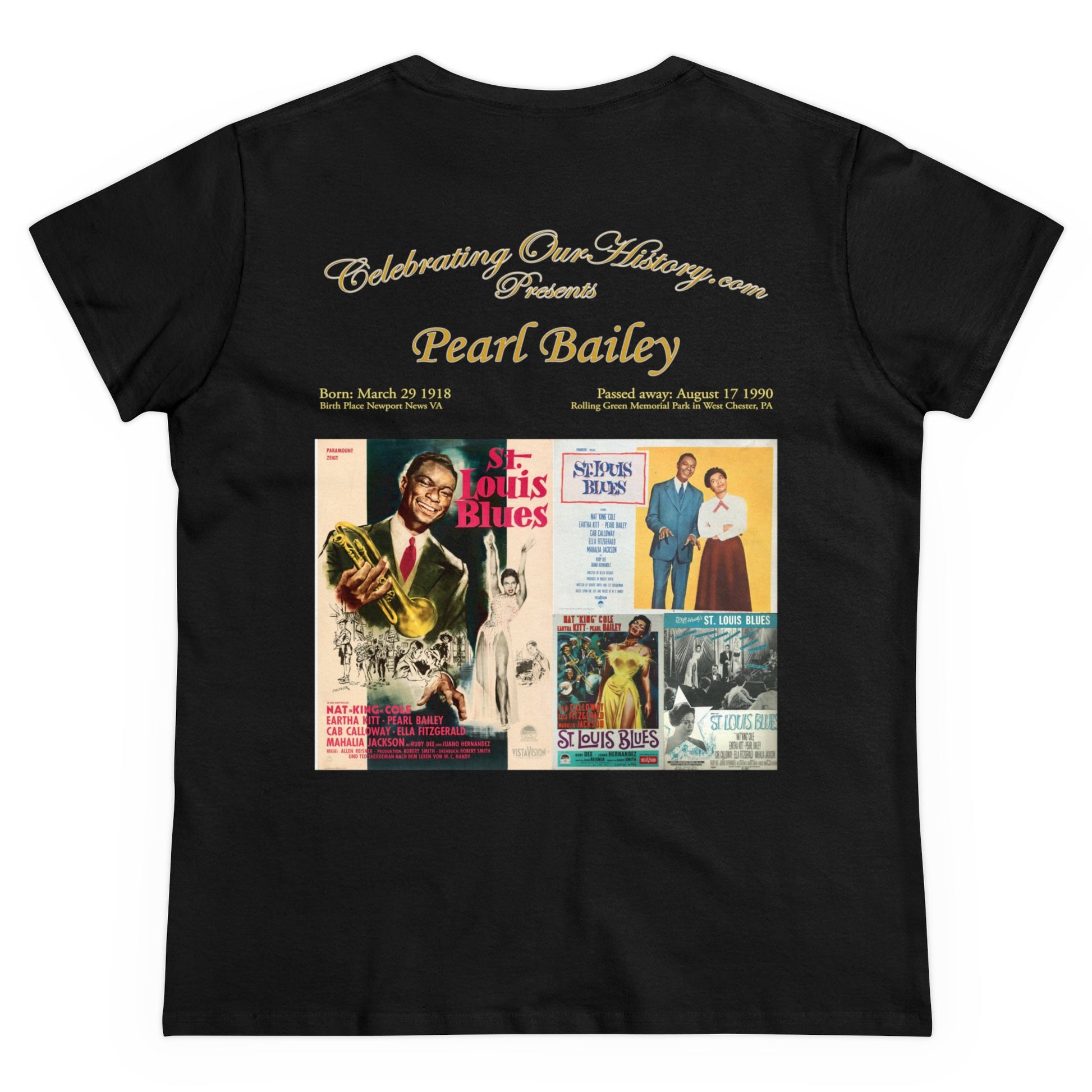 Pearl Bailey -  St. Louis Blues (1958) -  Front and Back Printed Concert Style Women's T-Shirt