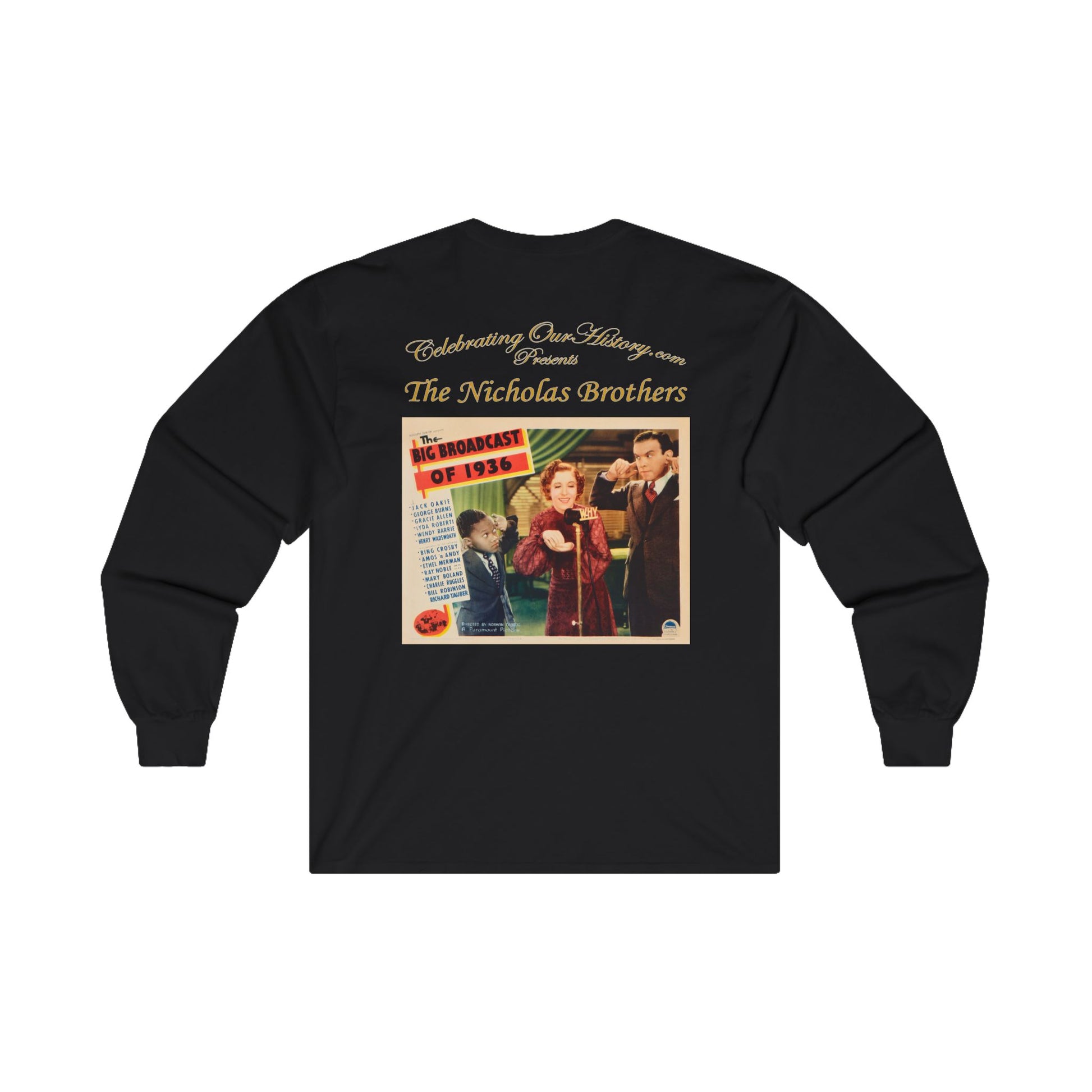 The Nicholas Brothers - The Big Broadcast of 1936 v3 - Front and Back Printed Concert Style Long Sleeve T-Shirt