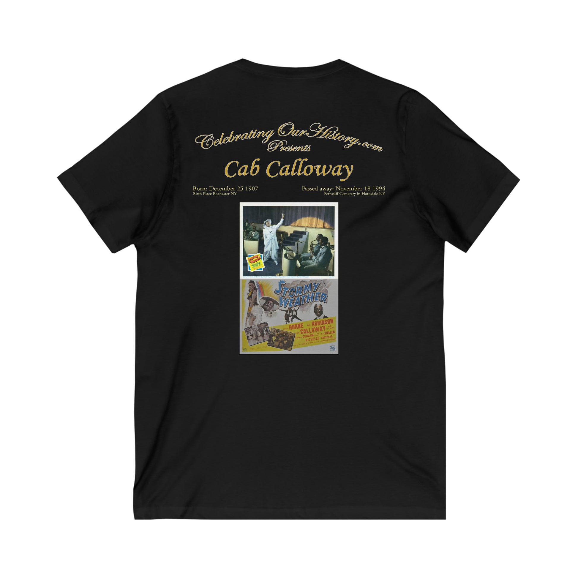 Cab Calloway - Stormy Weather (1943) - Front and Back Printed Concert Style V-Neck T-Shirt