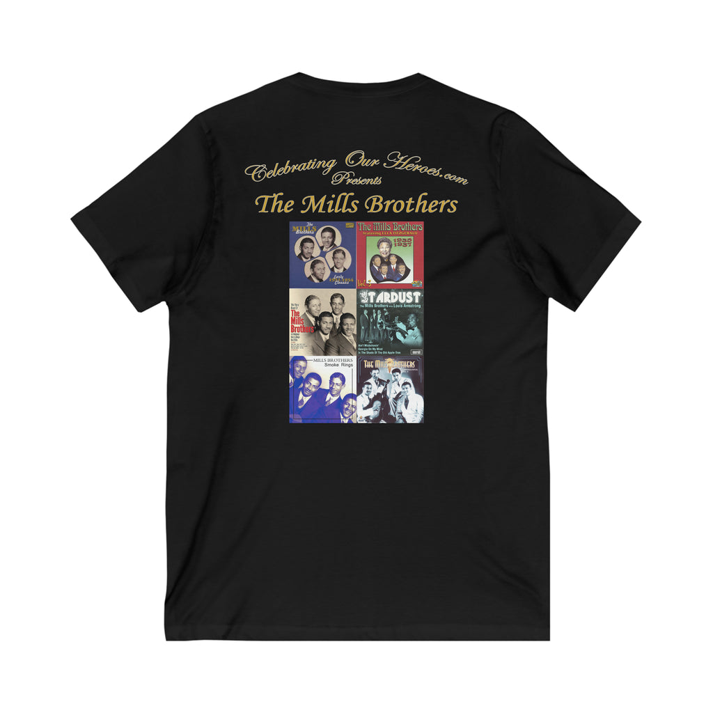 The Mills Brothers - Six Albums - Front and Back Printed Concert Style V-Neck T-Shirt