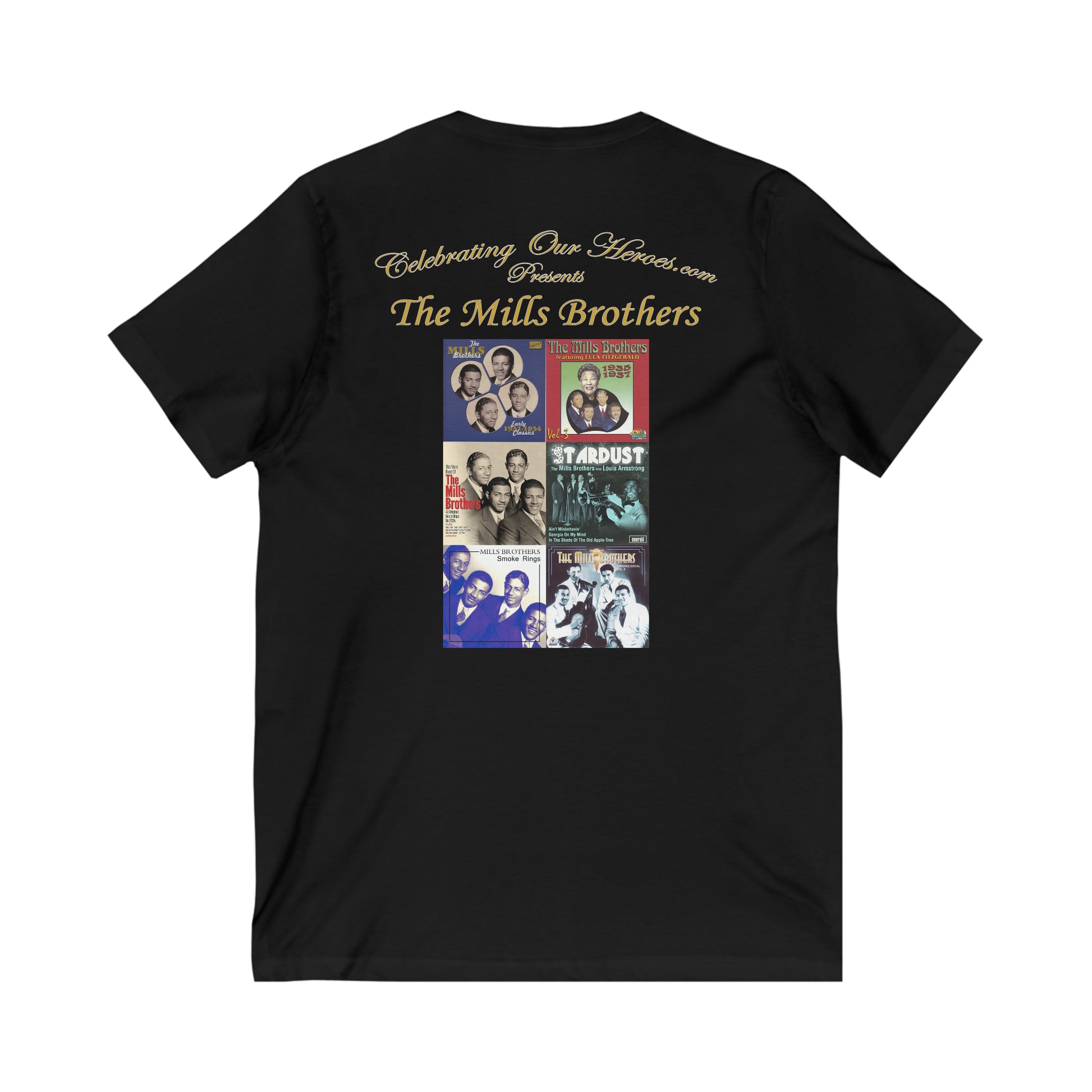 The Mills Brothers - Six Albums - Front and Back Printed Concert Style V-Neck T-Shirt
