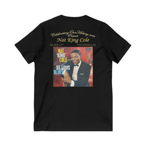 Nat King Cole - St. Louis Blues (1958) Album - Front and Back Printed Concert Style V-Neck T-Shirt