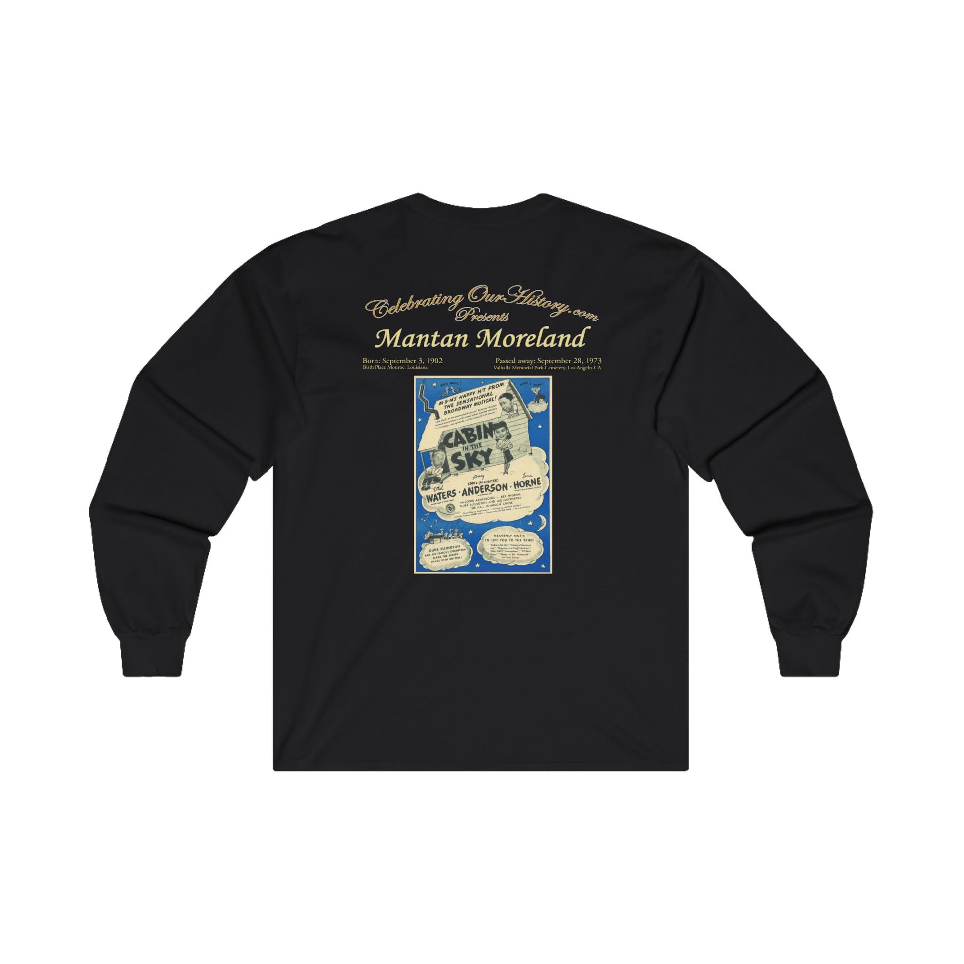 Mantan Moreland - Cabin in the Sky (1943) - Front and Back Printed Concert Style Long Sleeve T-Shirt