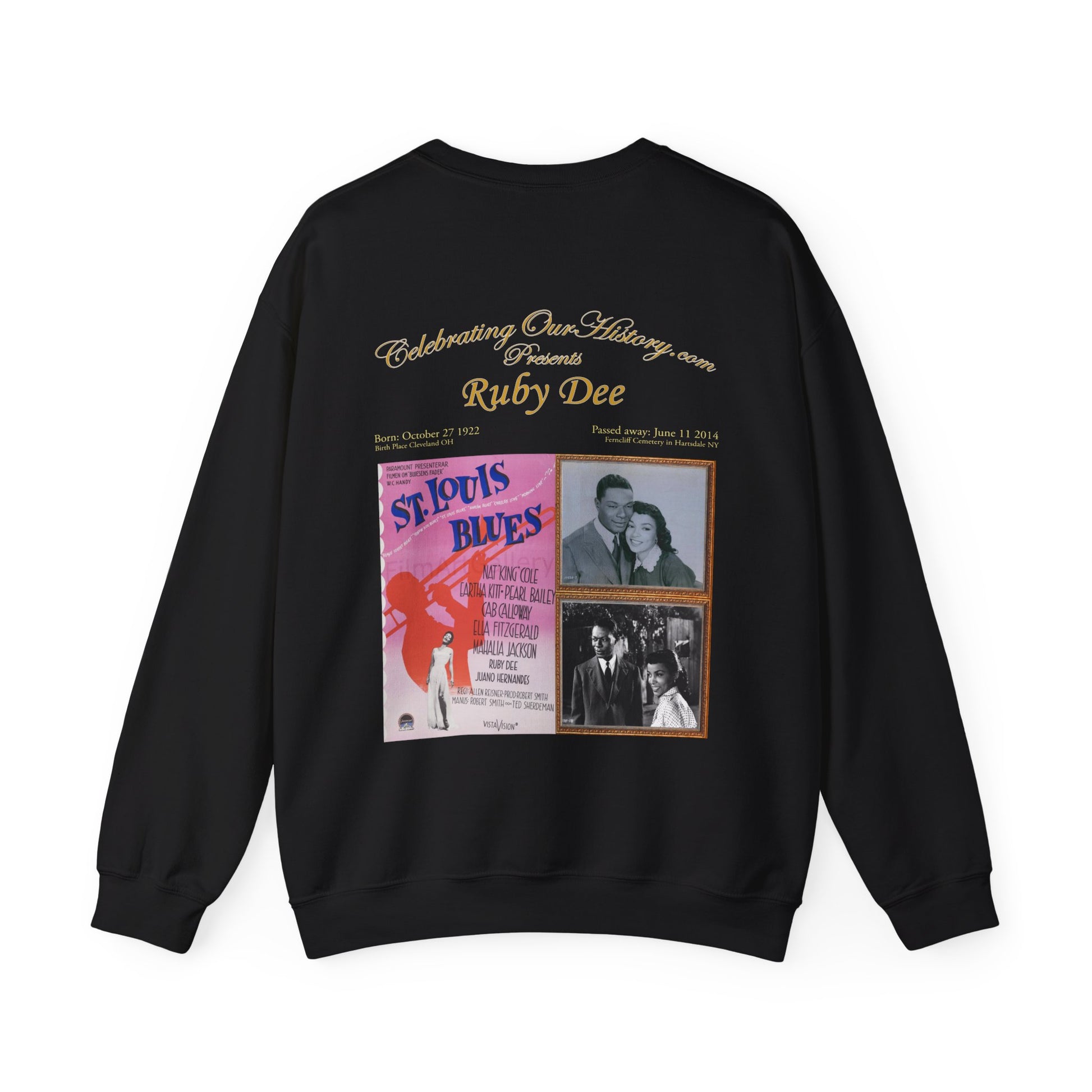 Ruby Dee - St. Louis Blues (1958) -  Front and Back Printed Concert Style Sweatshirt