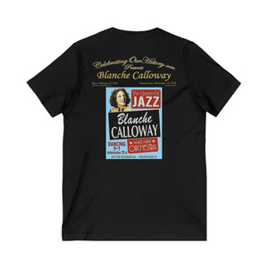 Blanche Calloway - Queen Of Jazz - Front and Back Printed Concert Style V-Neck T-Shirt