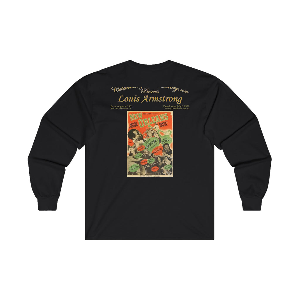 Louis Armstrong - New Orleans (1947) - Front and Back Printed Concert Style Long Sleeve T-Shirt