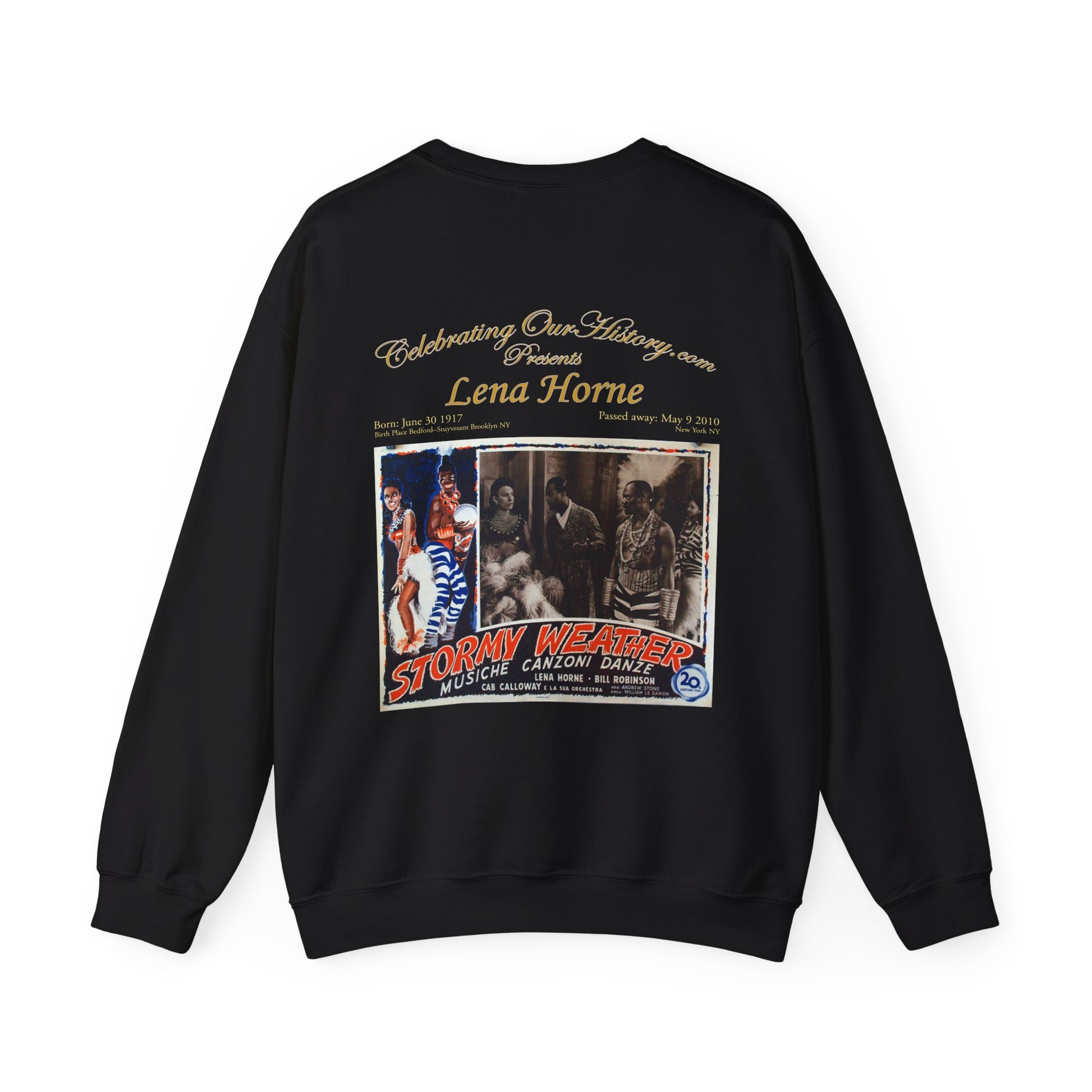 Lena Horne - Stormy Weather (1943) -  Front and Back Printed Concert Style Sweatshirt