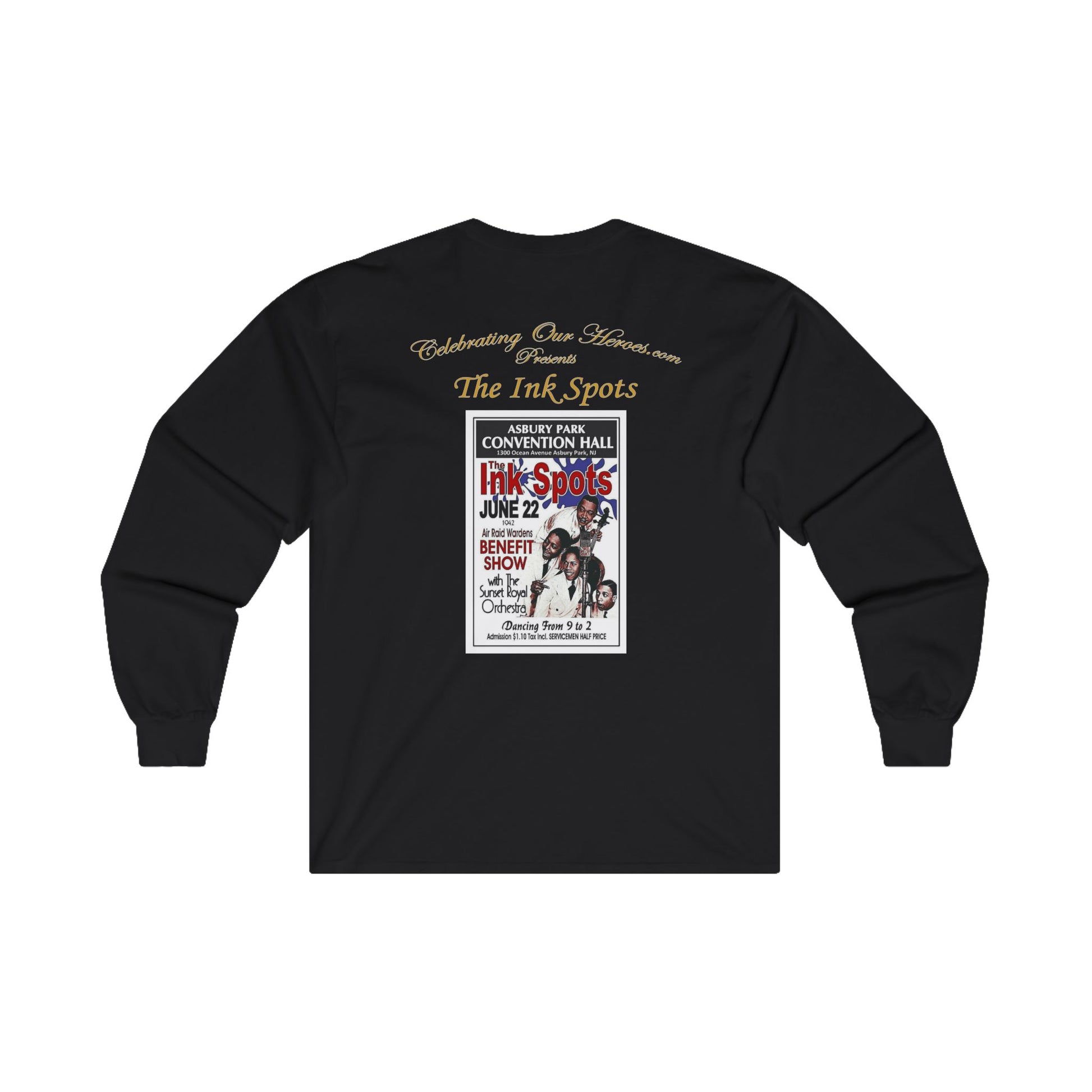 The Ink Spots - Ashbury Park - Front and Back Printed Concert Style Long Sleeve T-Shirt