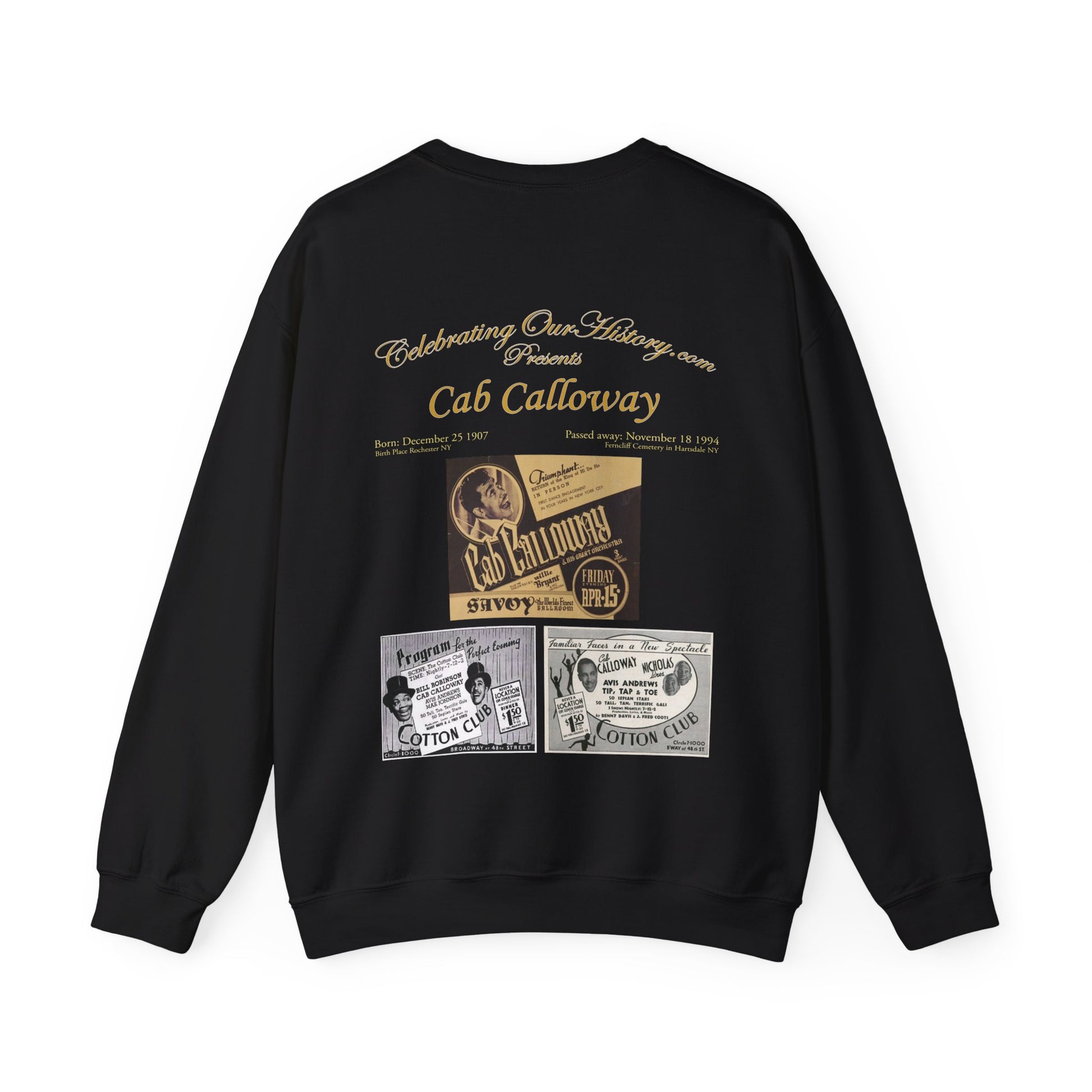 Cab Calloway - Three Program Posters -  Front and Back Printed Concert Style Sweatshirt