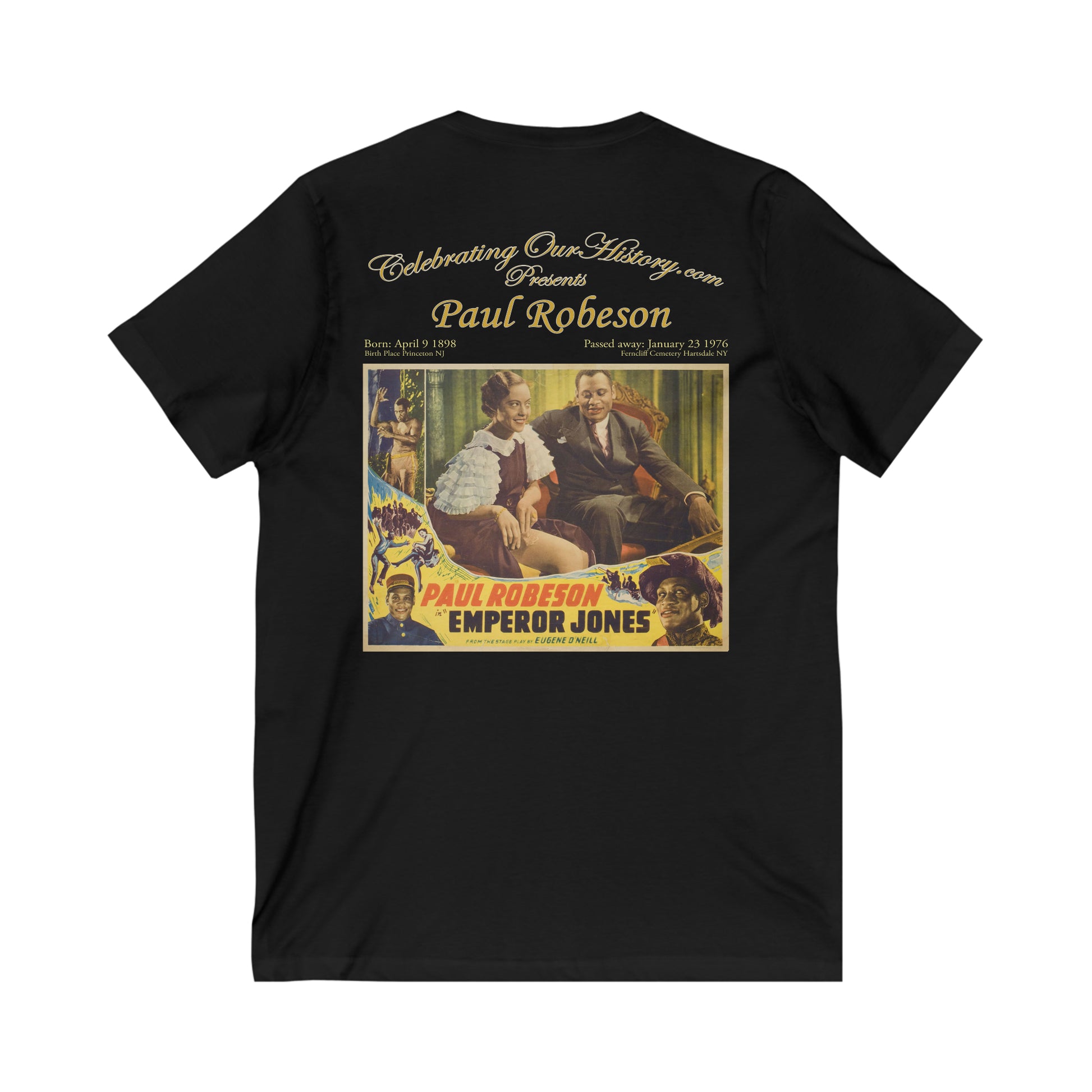 Paul Robeson - The Emperor Jones (1933) - Front and Back Printed Concert Style V-Neck T-Shirt