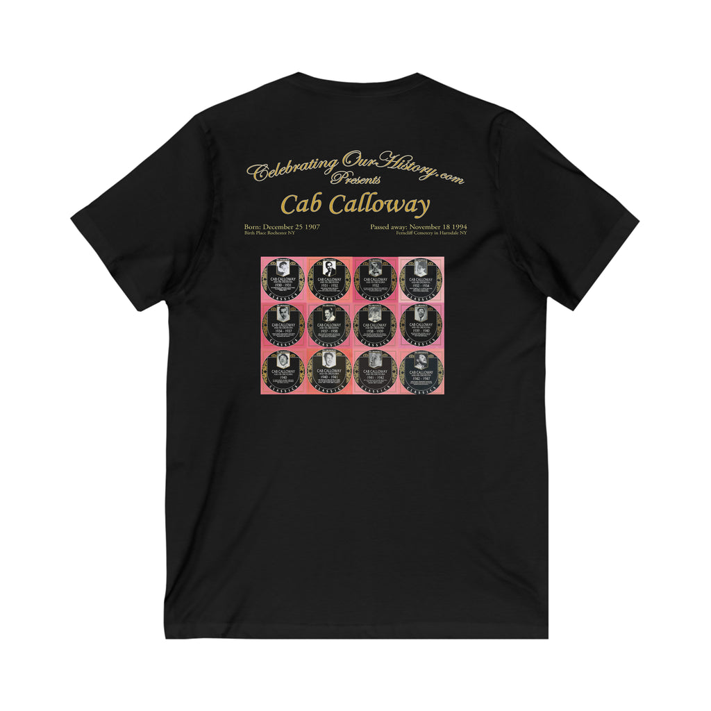 Cab Calloway - Twelve Albums - Front and Back Printed Concert Style V-Neck T-Shirt