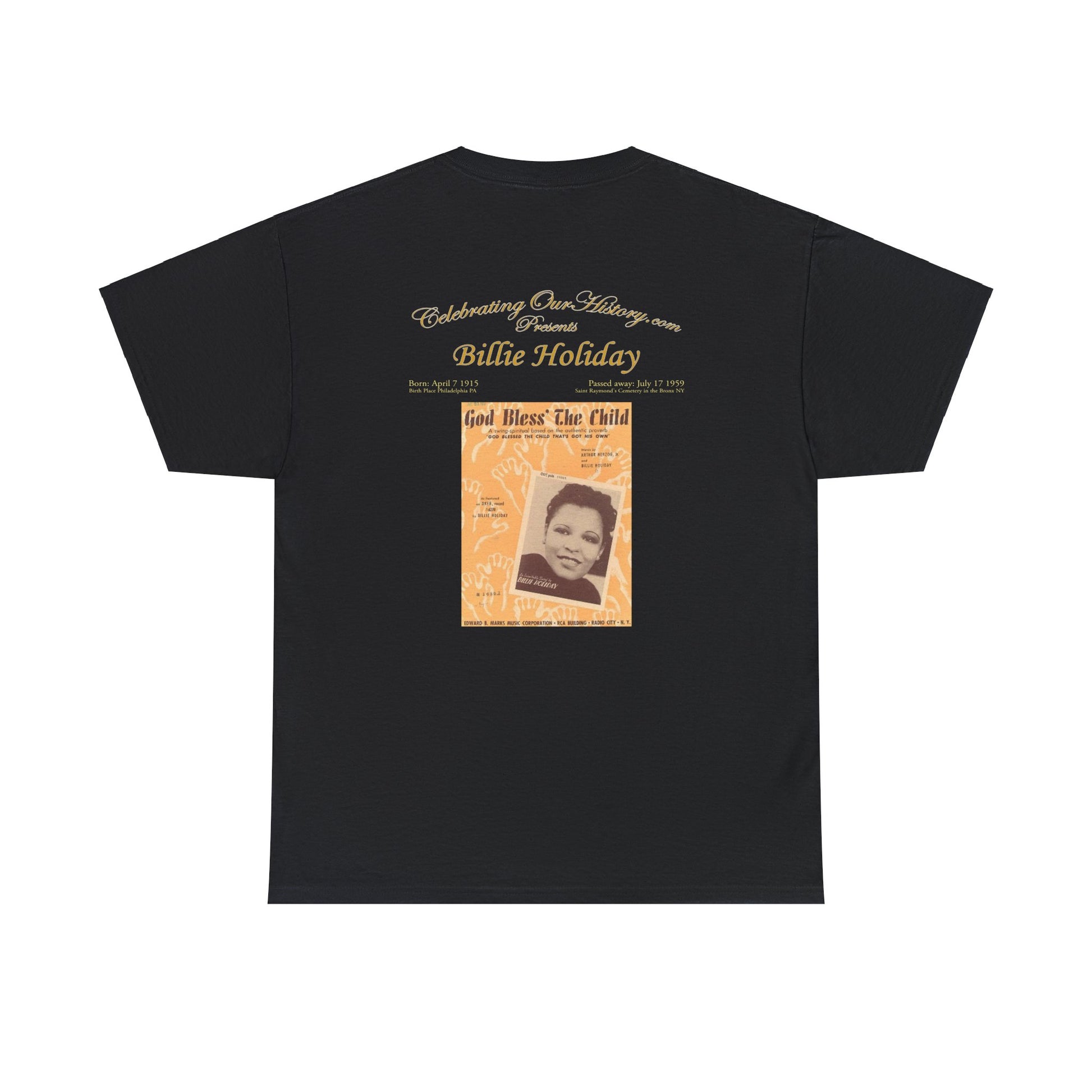 Billie Holiday - God Bless The Child -  Front and Back Printed Concert Style T-Shirt