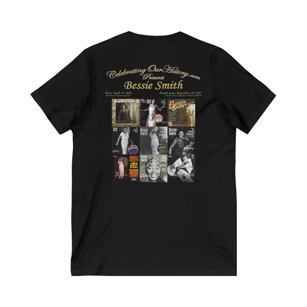 Bessie Smith - Nine Albums - Front and Back Printed Concert Style V-Neck T-Shirt