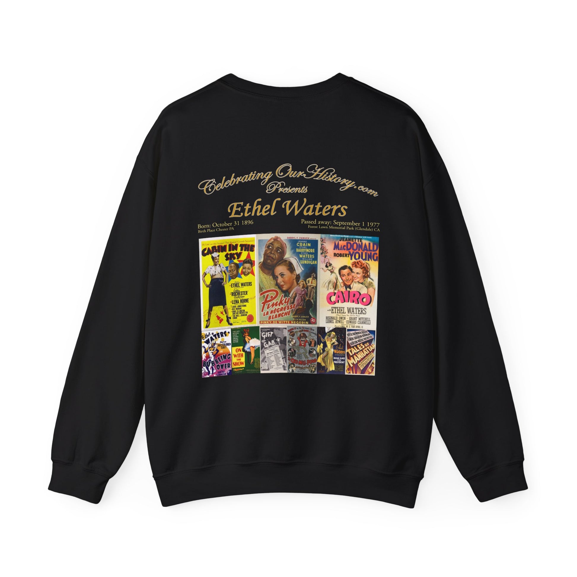 Ethel Waters - Nine Movie Posters -  Front and Back Printed Concert Style Sweatshirt
