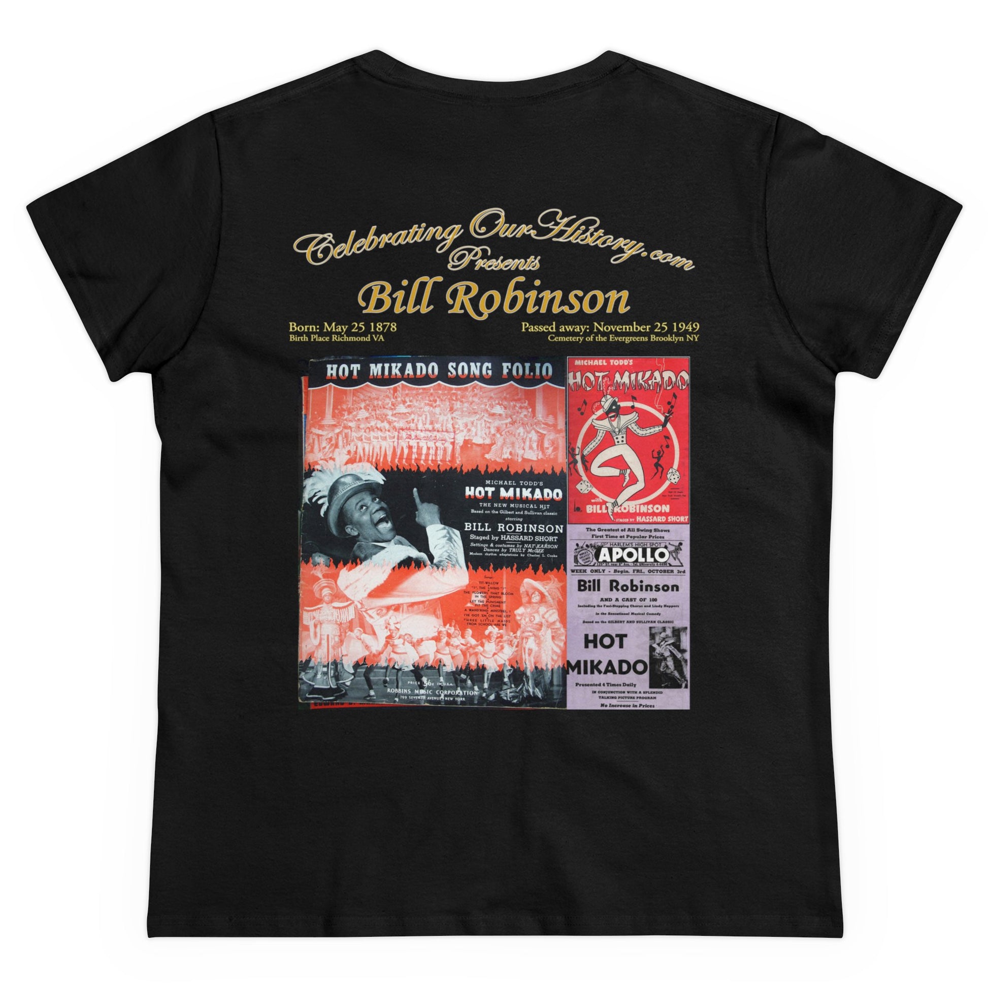 Bill Robinson - The Hot Mikado -  Front and Back Printed Concert Style Women's T-Shirt