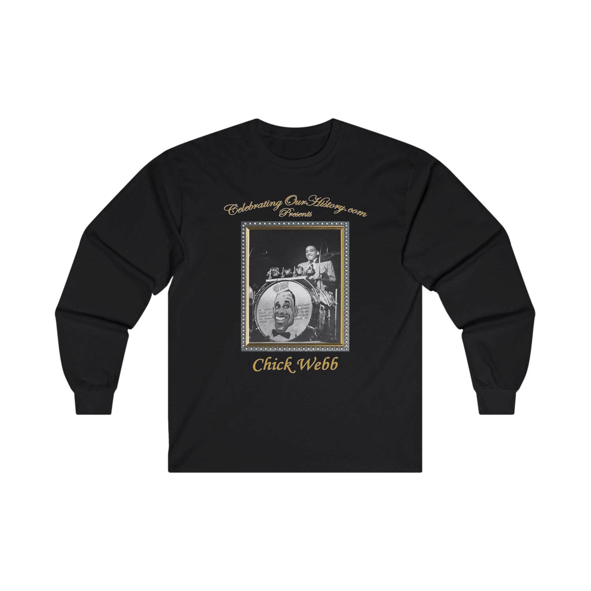 Chick Webb - Four Records - Front and Back Printed Concert Style Long Sleeve T-Shirt