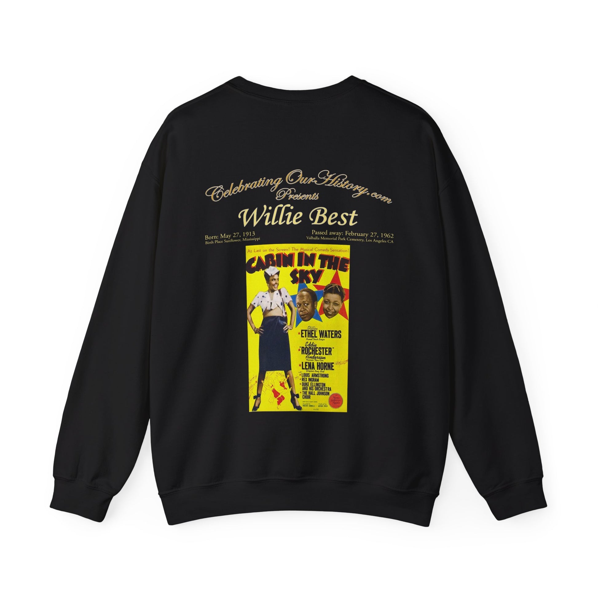 Willie Best - Cabin in the Sky (1943) -  Front and Back Printed Concert Style Sweatshirt