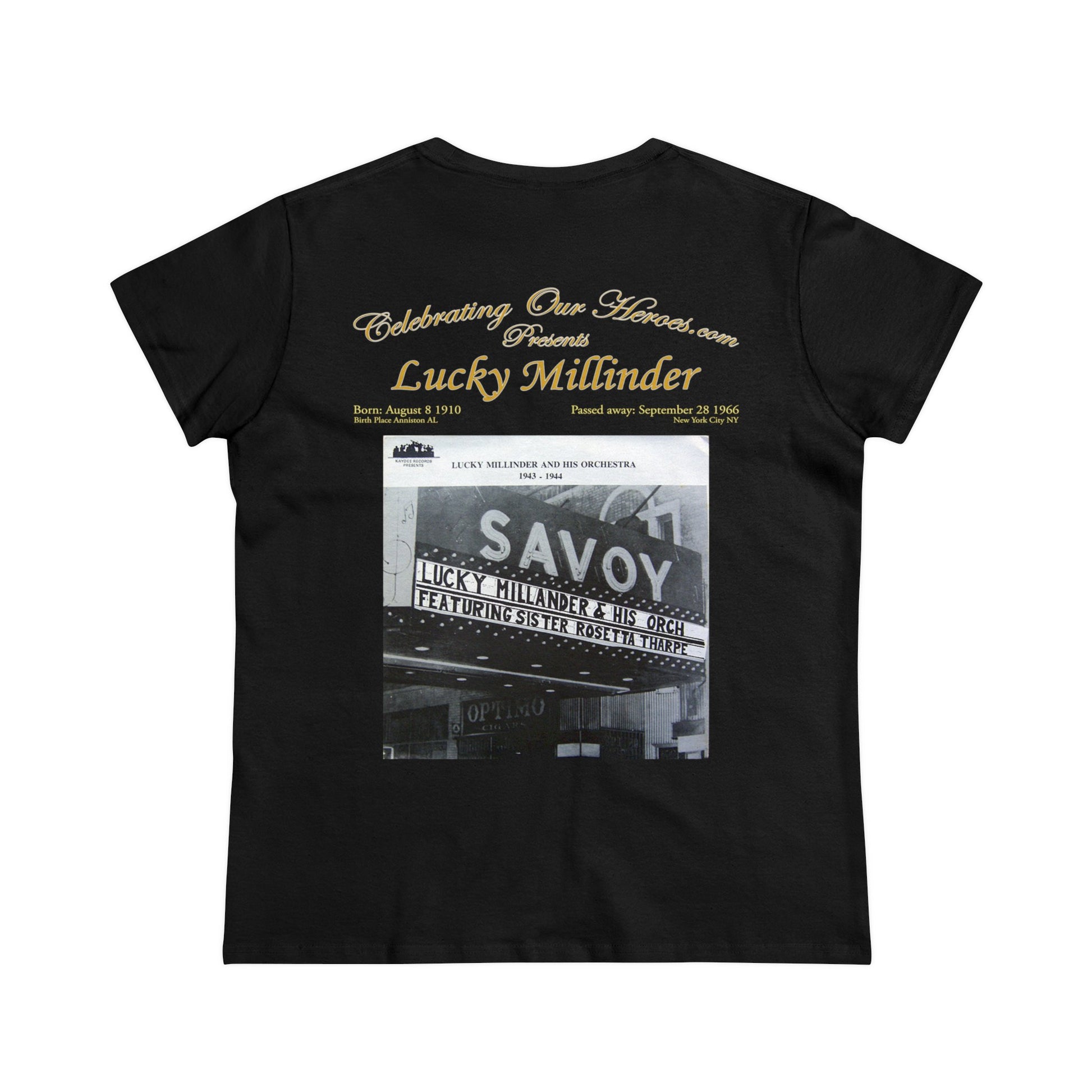 Lucky Millinder - Savoy -  Front and Back Printed Concert Style Women's T-Shirt