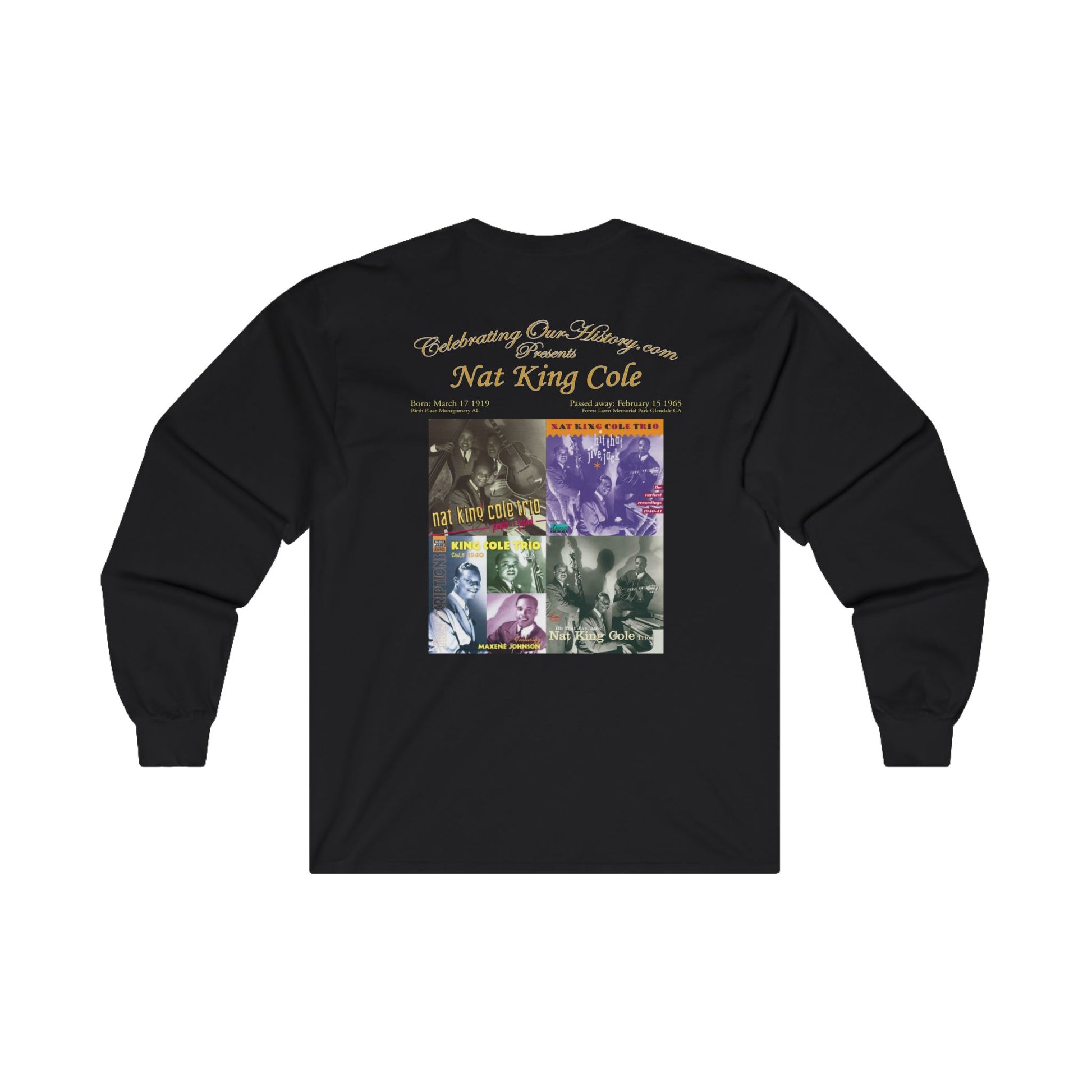 Nat King Cole - The Nat King Cole Trio v2 - Front and Back Printed Concert Style Long Sleeve T-Shirt