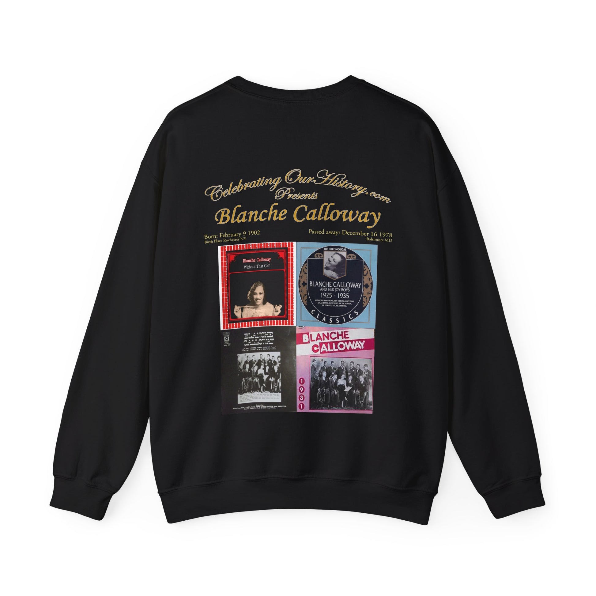Blanche Calloway - Four Albums -  Front and Back Printed Concert Style Sweatshirt