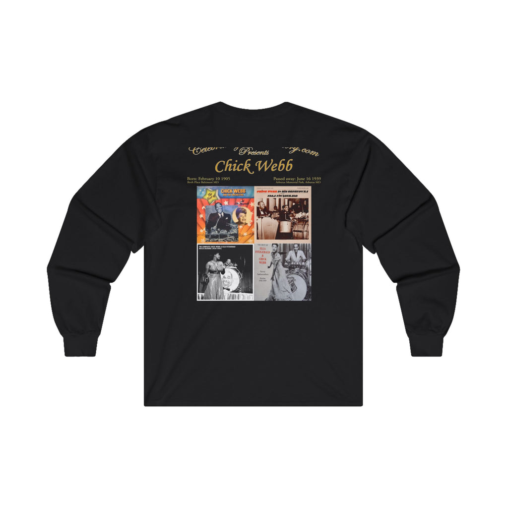Chick Webb - Four Records - Front and Back Printed Concert Style Long Sleeve T-Shirt