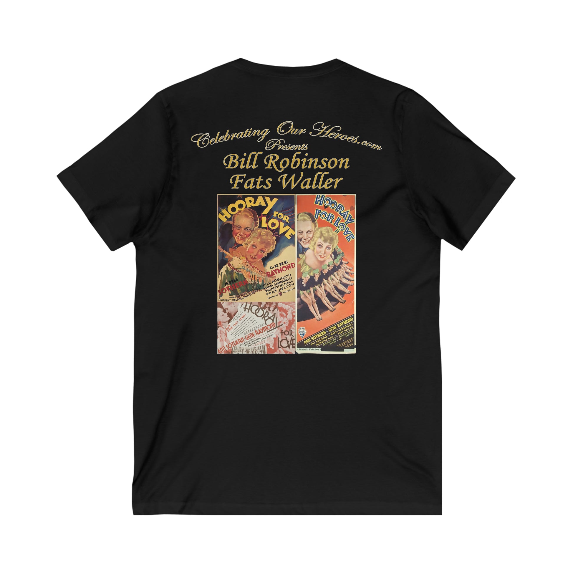 Bill Robinson And Fats Waller - Hooray For Love - Front and Back Printed Concert Style V-Neck T-Shirt