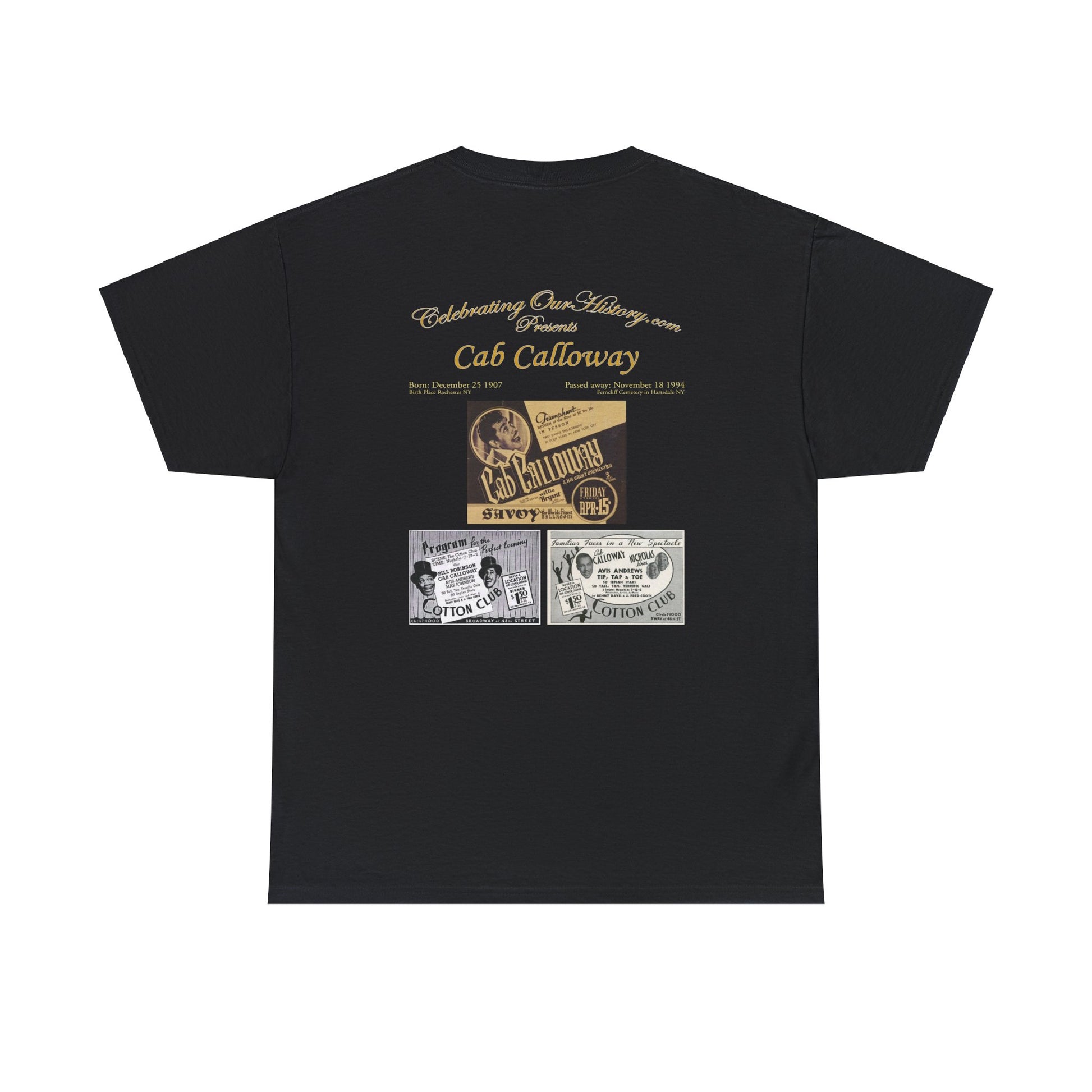 Cab Calloway - Three Program Posters -  Front and Back Printed Concert Style T-Shirt