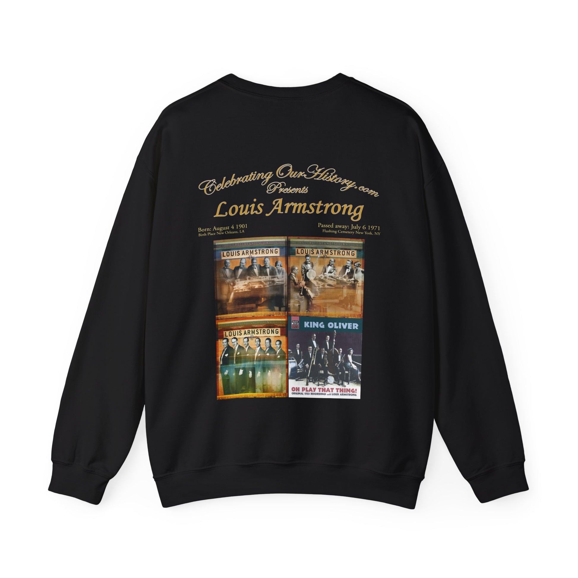 Louis Armstrong - First Four Albums -  Front and Back Printed Concert Style Sweatshirt