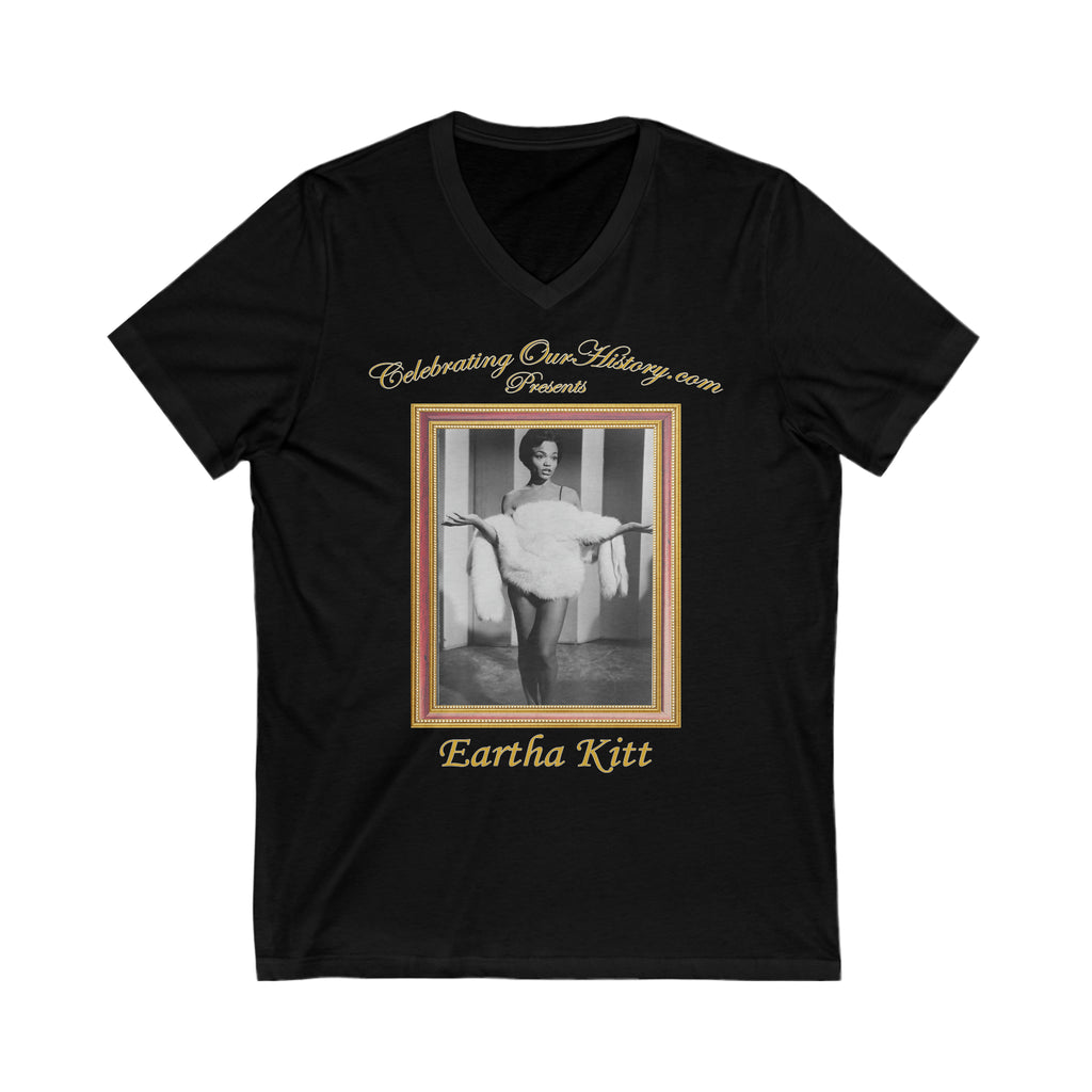 Eartha Kitt - Eartha Kitt Album - Front and Back Printed Concert Style V-Neck T-Shirt