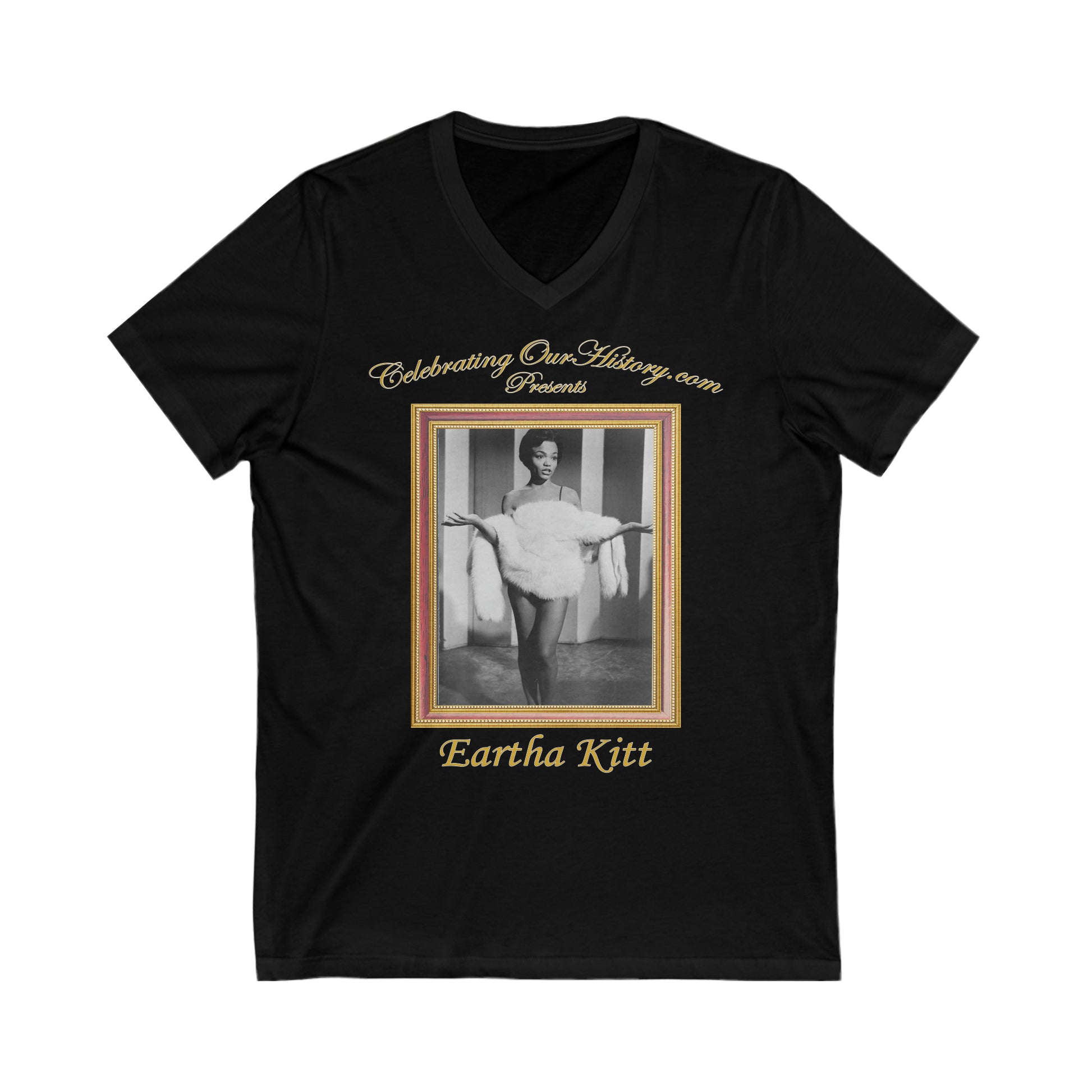Eartha Kitt - Eartha Kitt Album - Front and Back Printed Concert Style V-Neck T-Shirt