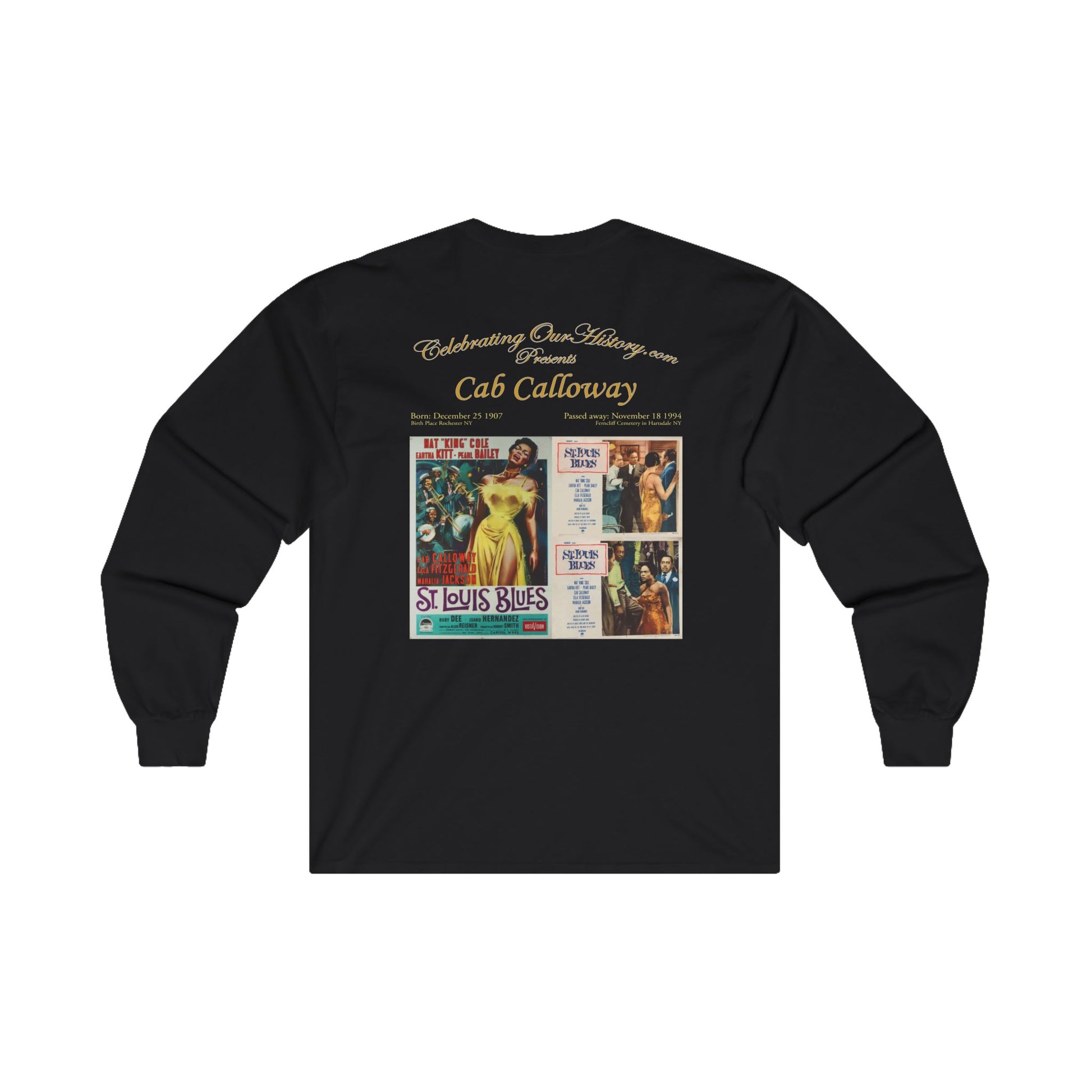Cab Calloway - St. Louis Blues (1958) - Front and Back Printed Concert Style Long Sleeve T-Shirt