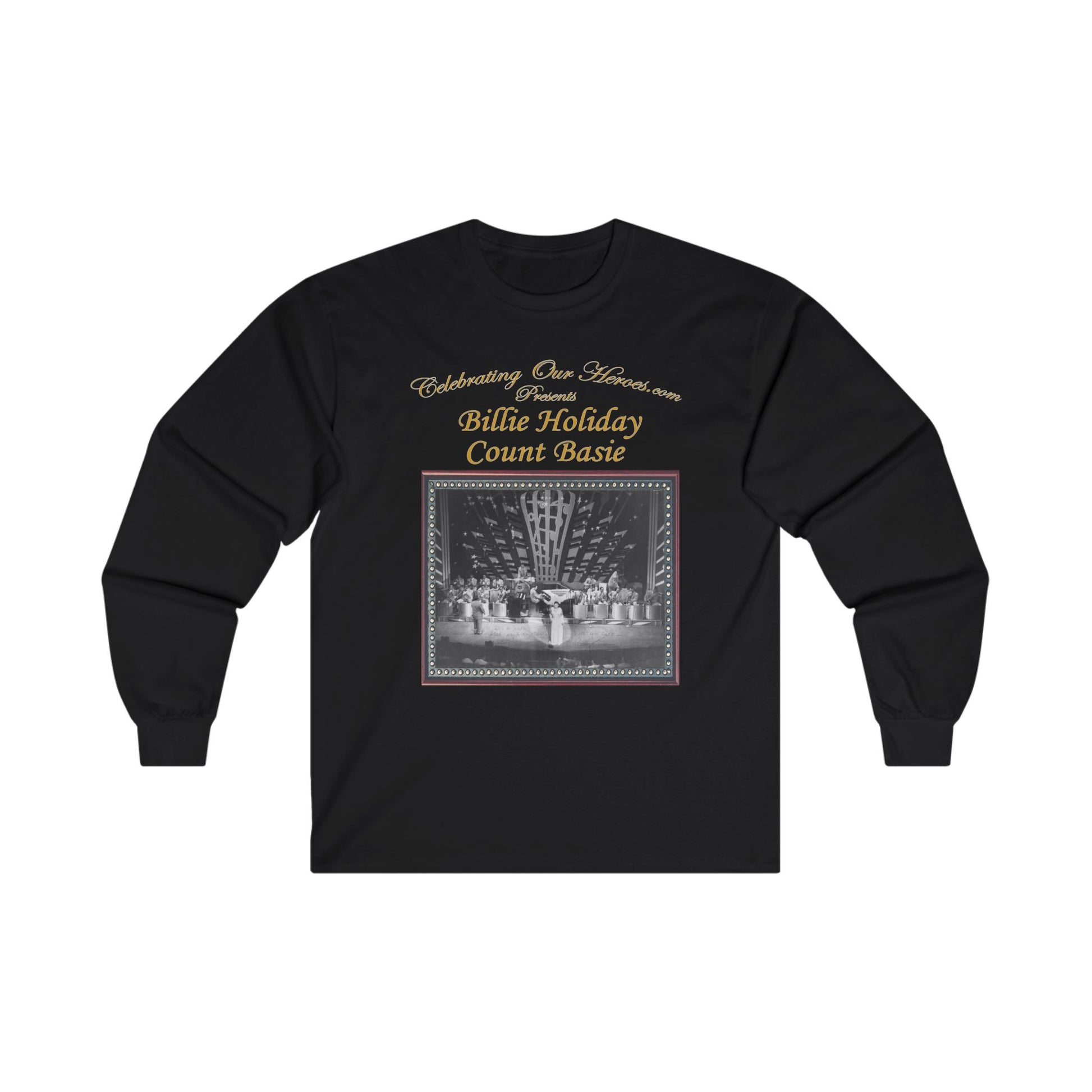 Billie Holiday And Count Basie - History Of Jazz - Front and Back Printed Concert Style Long Sleeve T-Shirt