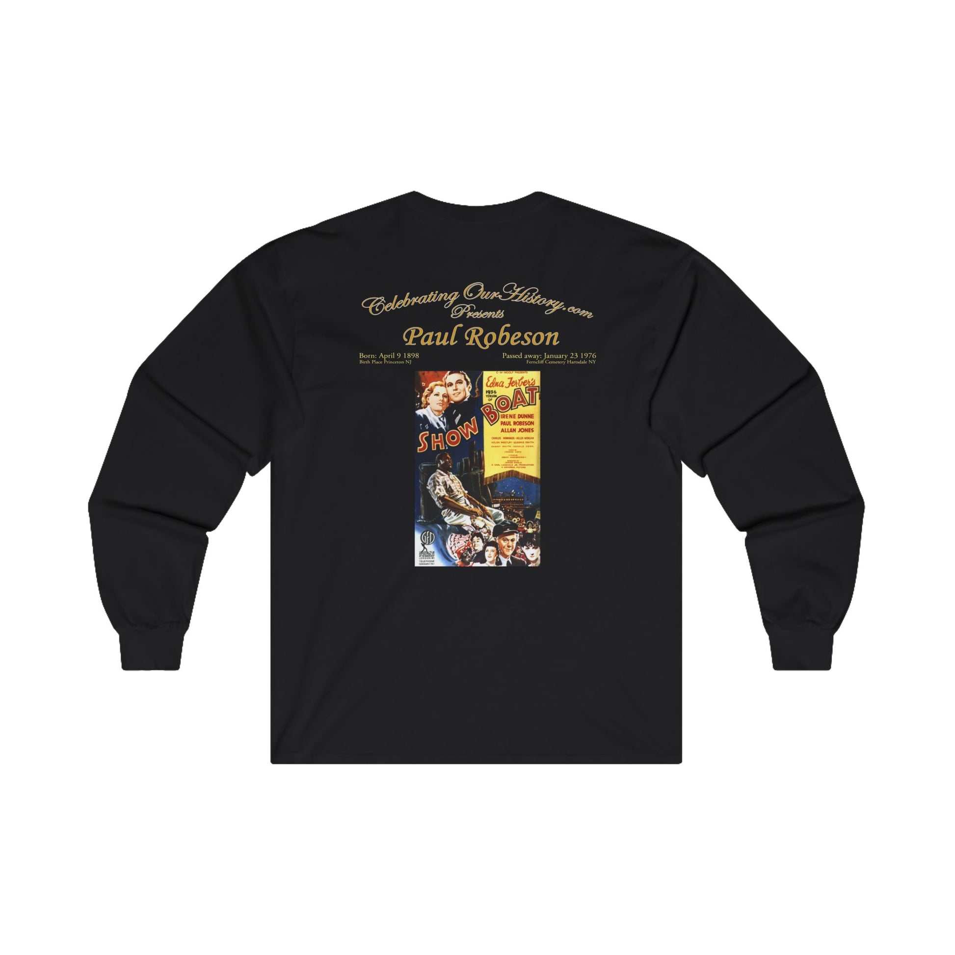 Paul Robeson - Show Boat (1936) - Front and Back Printed Concert Style Long Sleeve T-Shirt