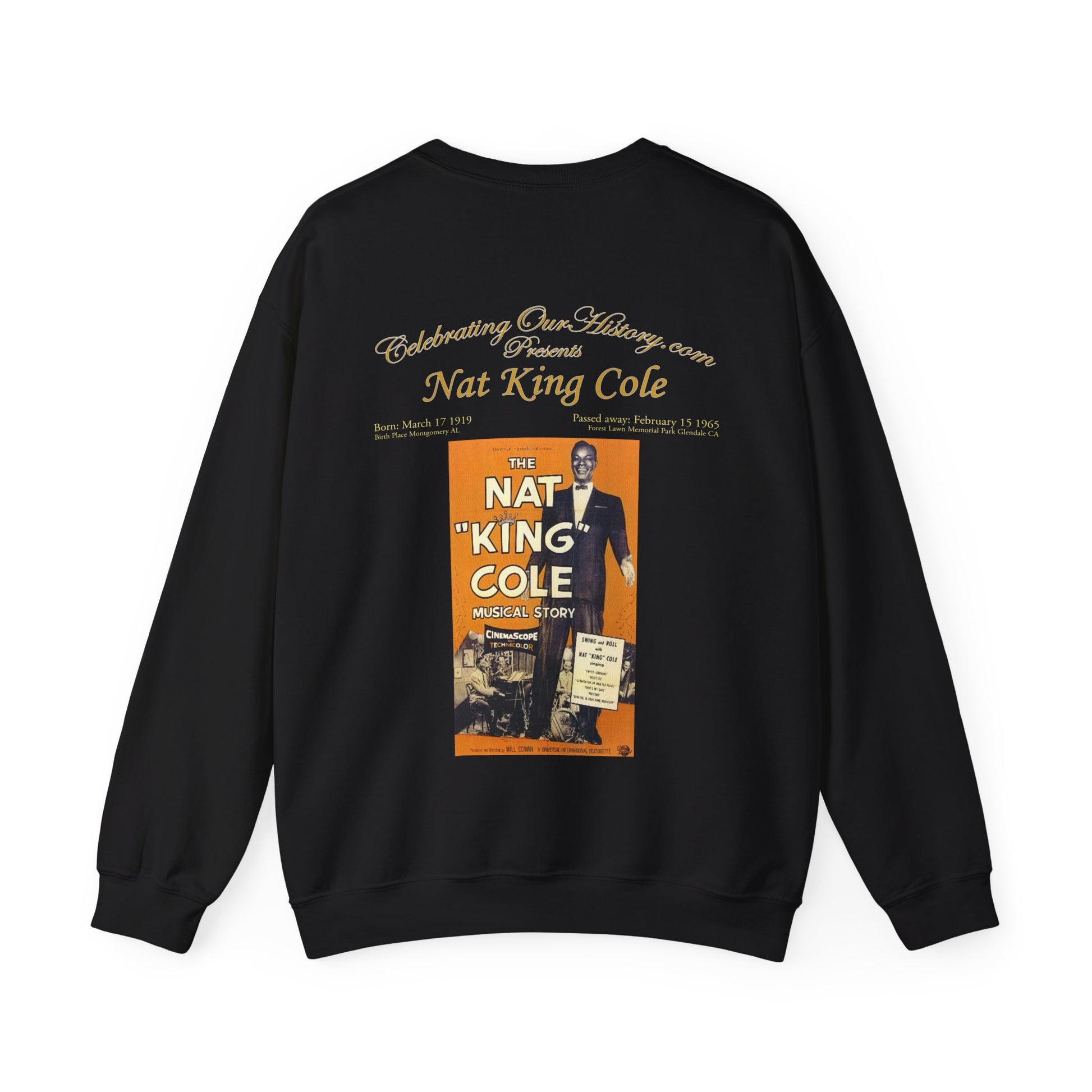 Nat King Cole - The Nat King Cole Musical Story (1955) -  Front and Back Printed Concert Style Sweatshirt